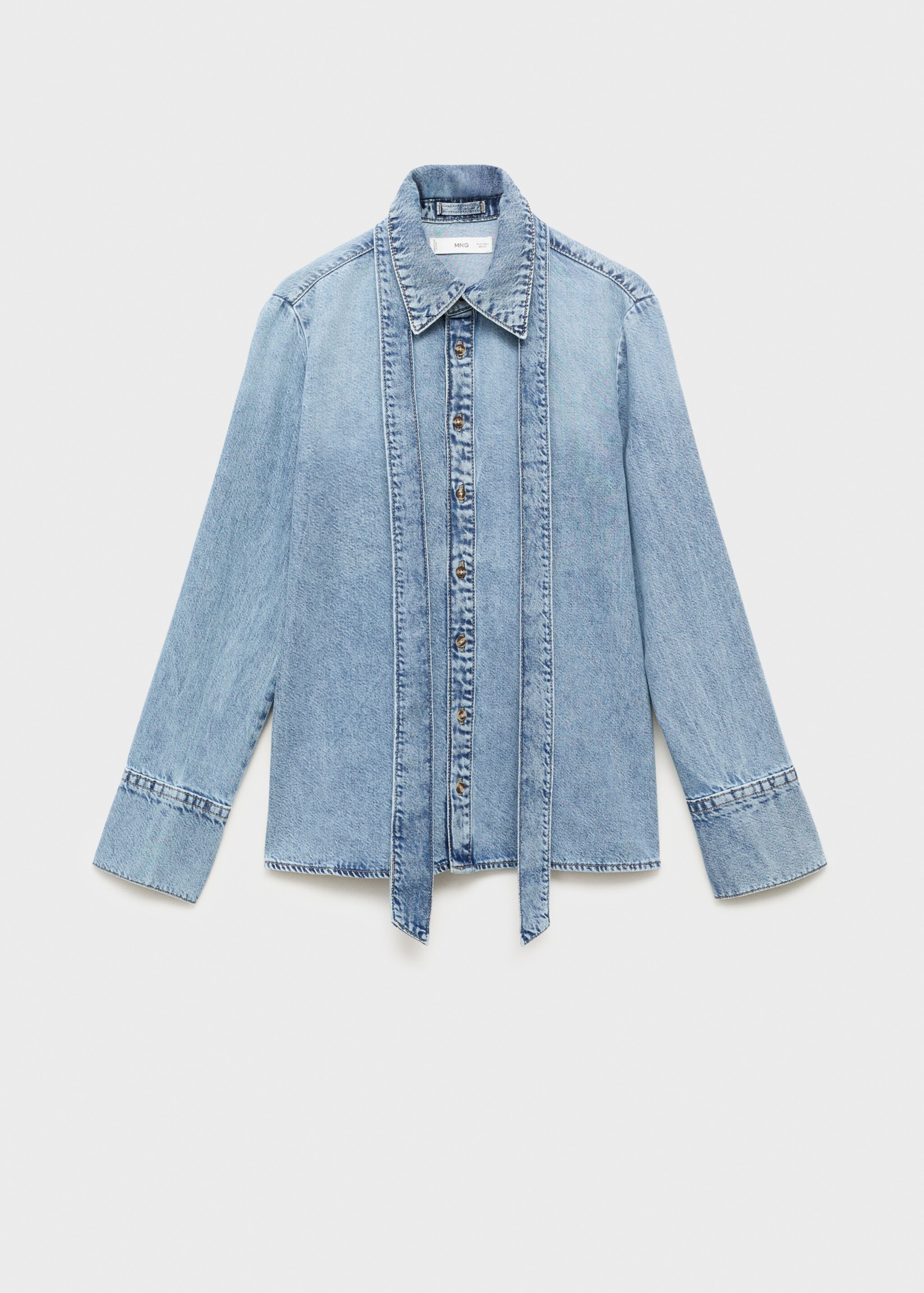 Chemise en jean nœud - Article sans modèle, Bleu moyen. Ref: 17054113-00.