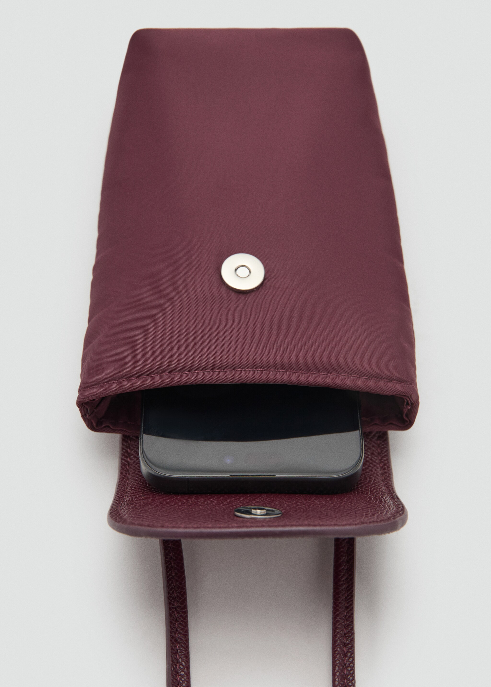 Combined nylon mobile phone case - Details of the article 1, Burgundy. Ref: 17054123-00.