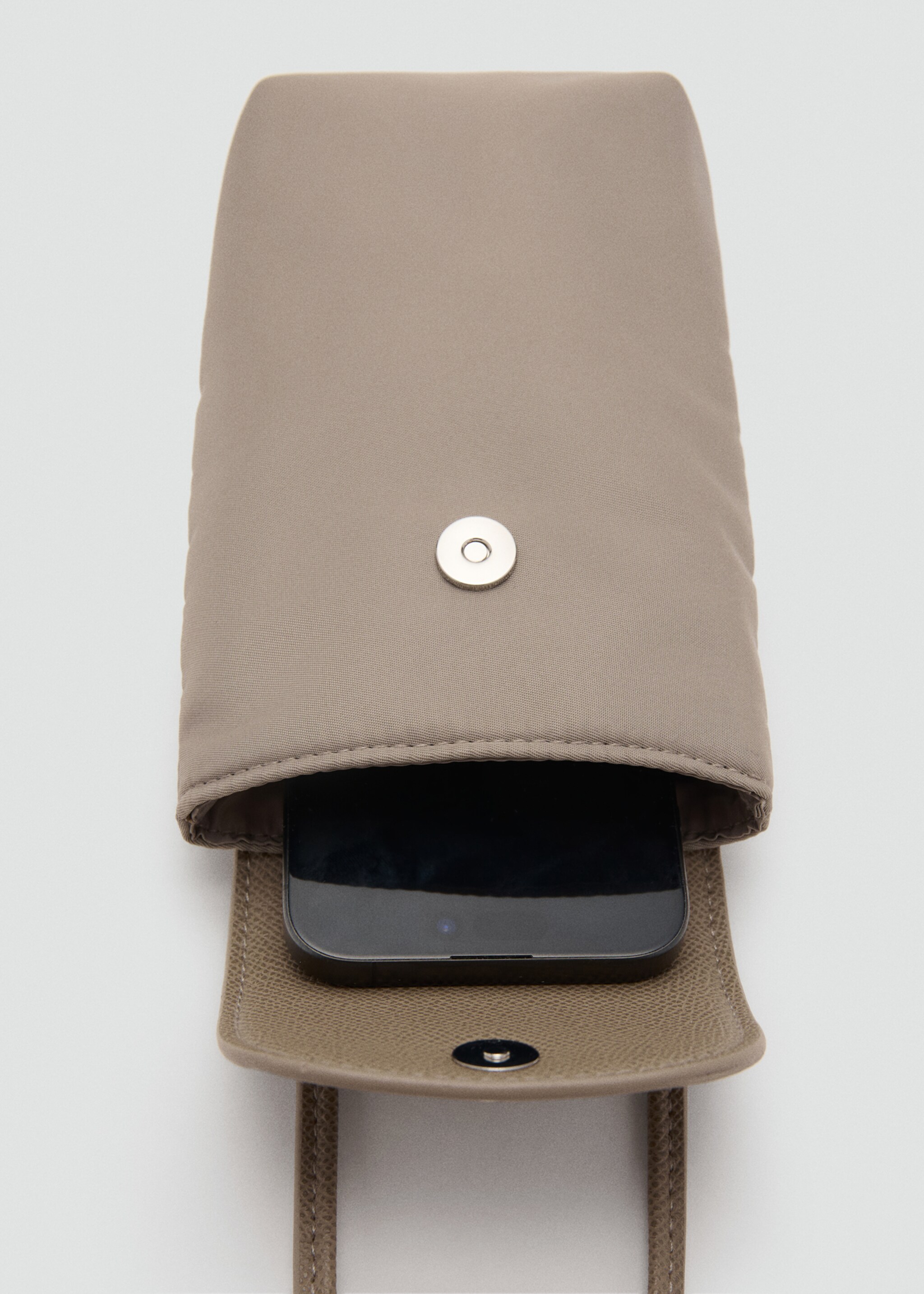 Combined nylon mobile phone case - Details of the article 1, Light/Pastel Brown. Ref: 17054123-00.