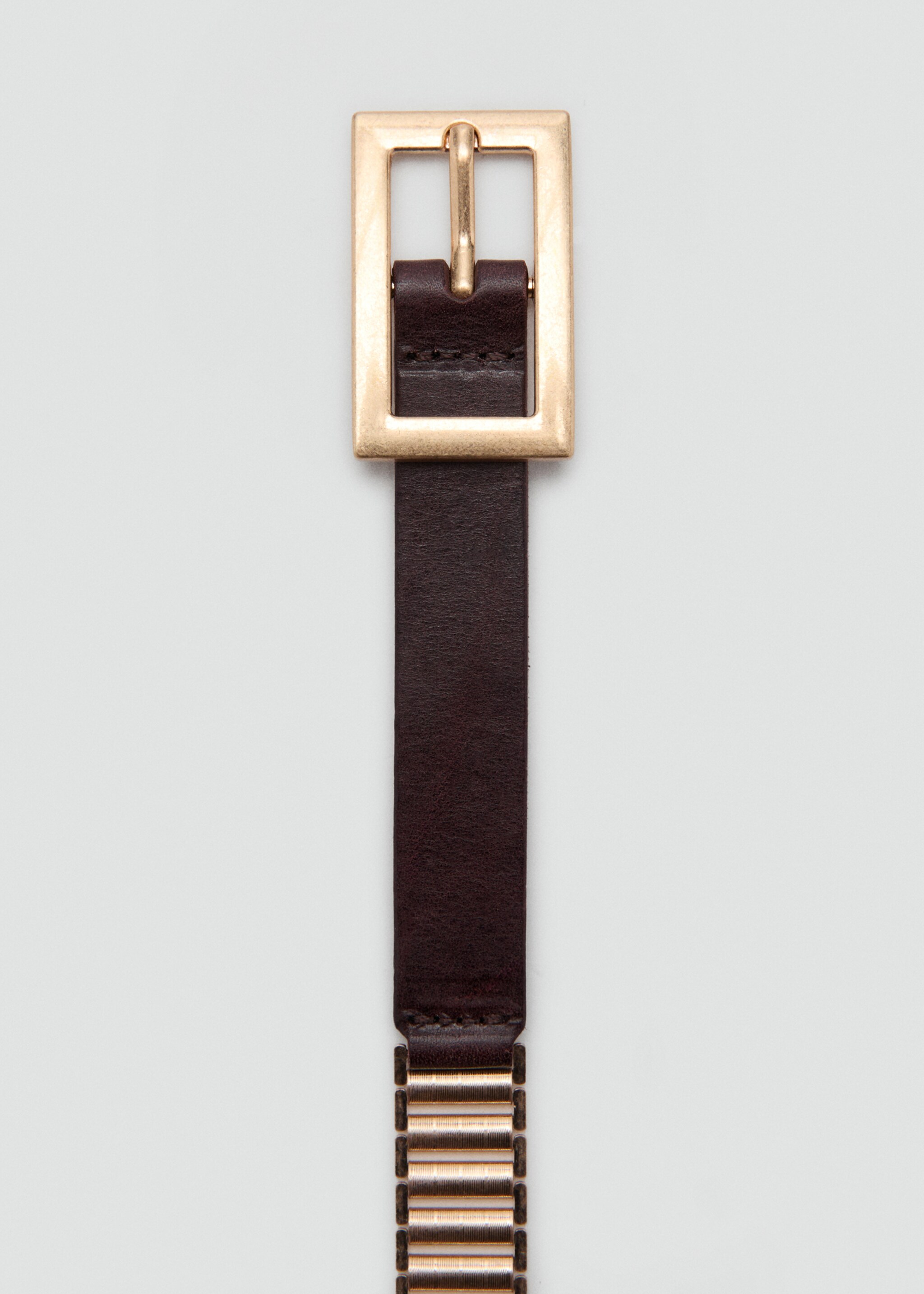 Leather mixed belt - Details of the article 1, Gold. Ref: 17054128-00.
