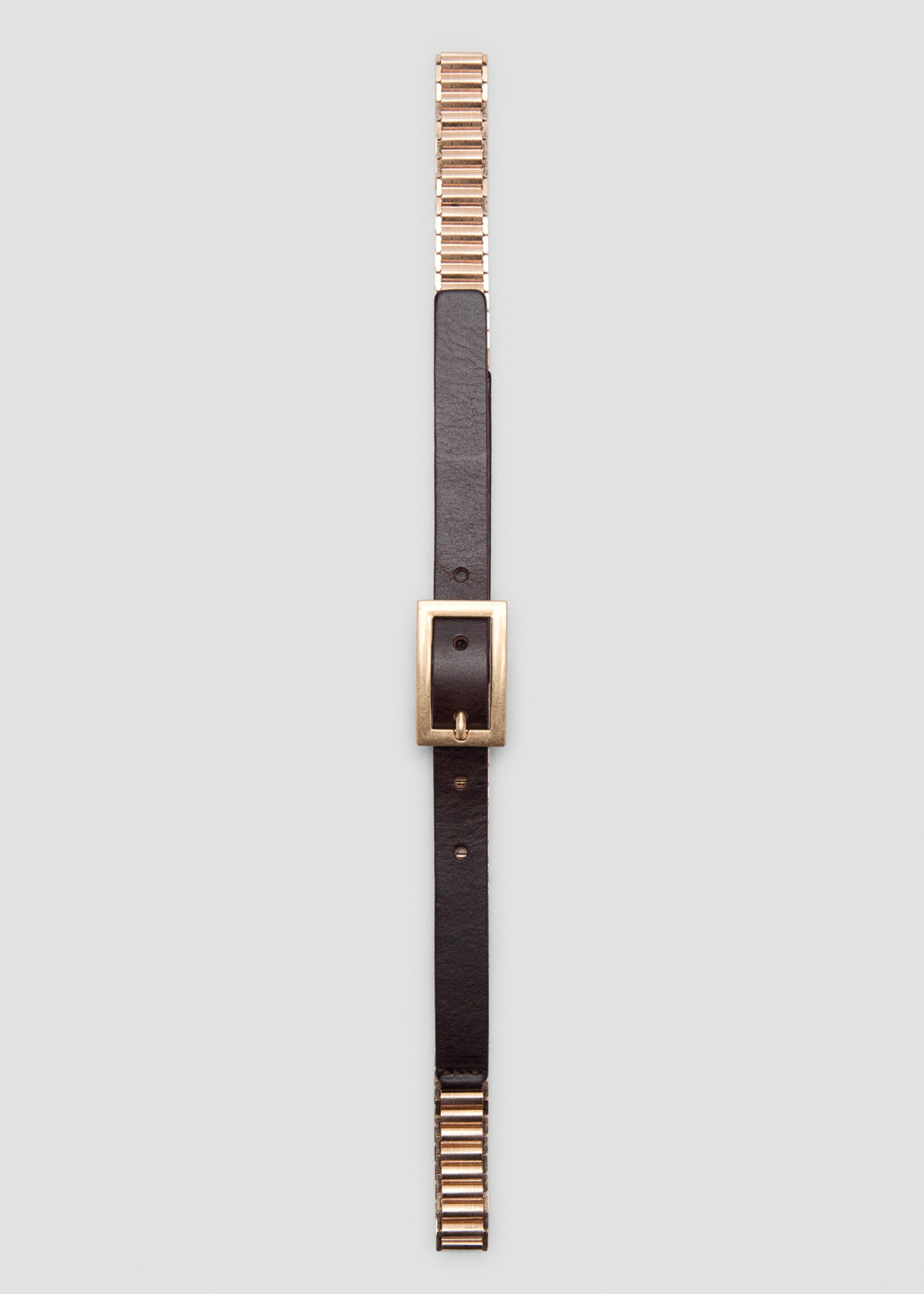 Leather mixed belt - Details of the article 2, Gold. Ref: 17054128-00.
