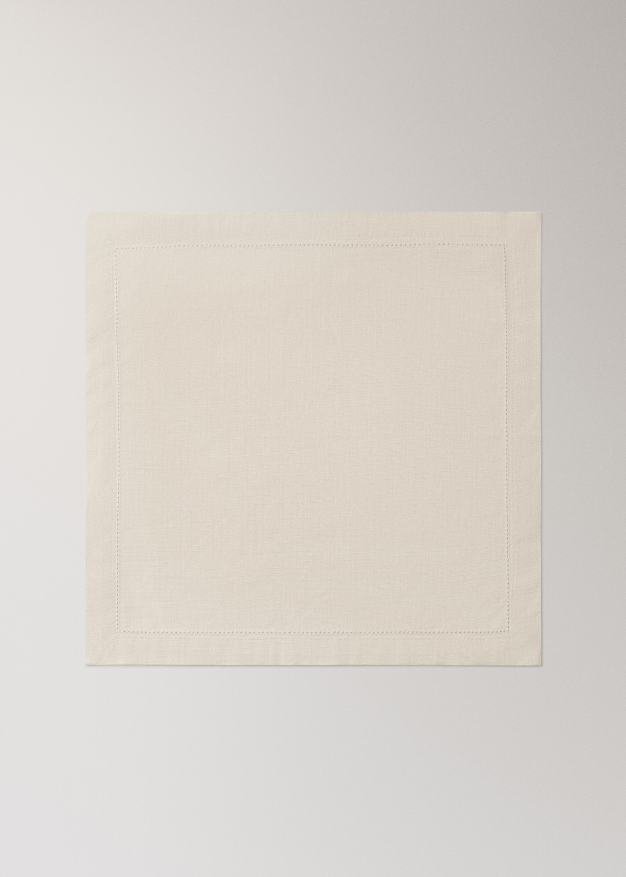 Cotton napkin with hemstitch - Article without model, Vanilla. Ref: 17054129-00.