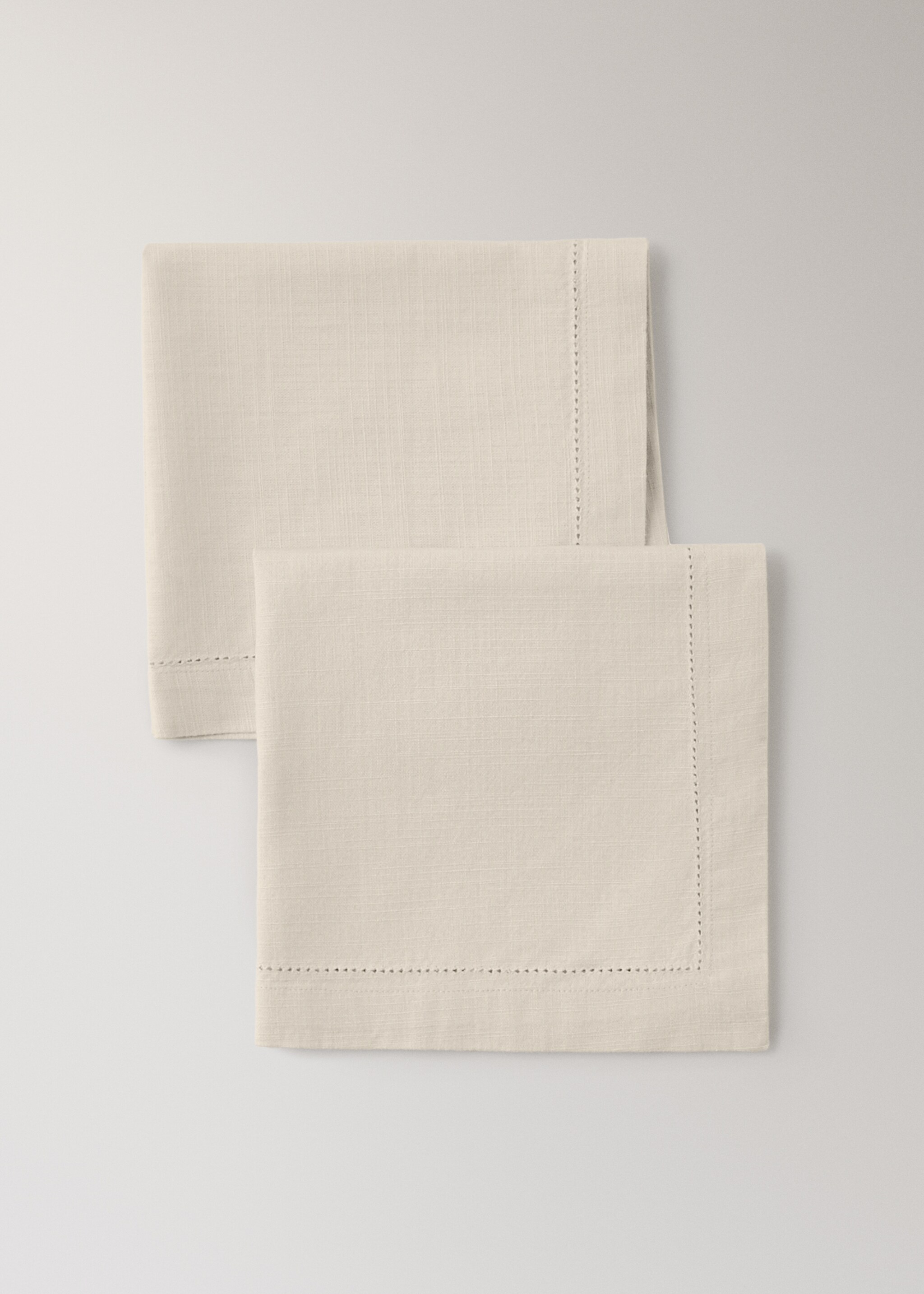 Cotton napkin with hemstitch - Details of the article 1, Vanilla. Ref: 17054129-00.