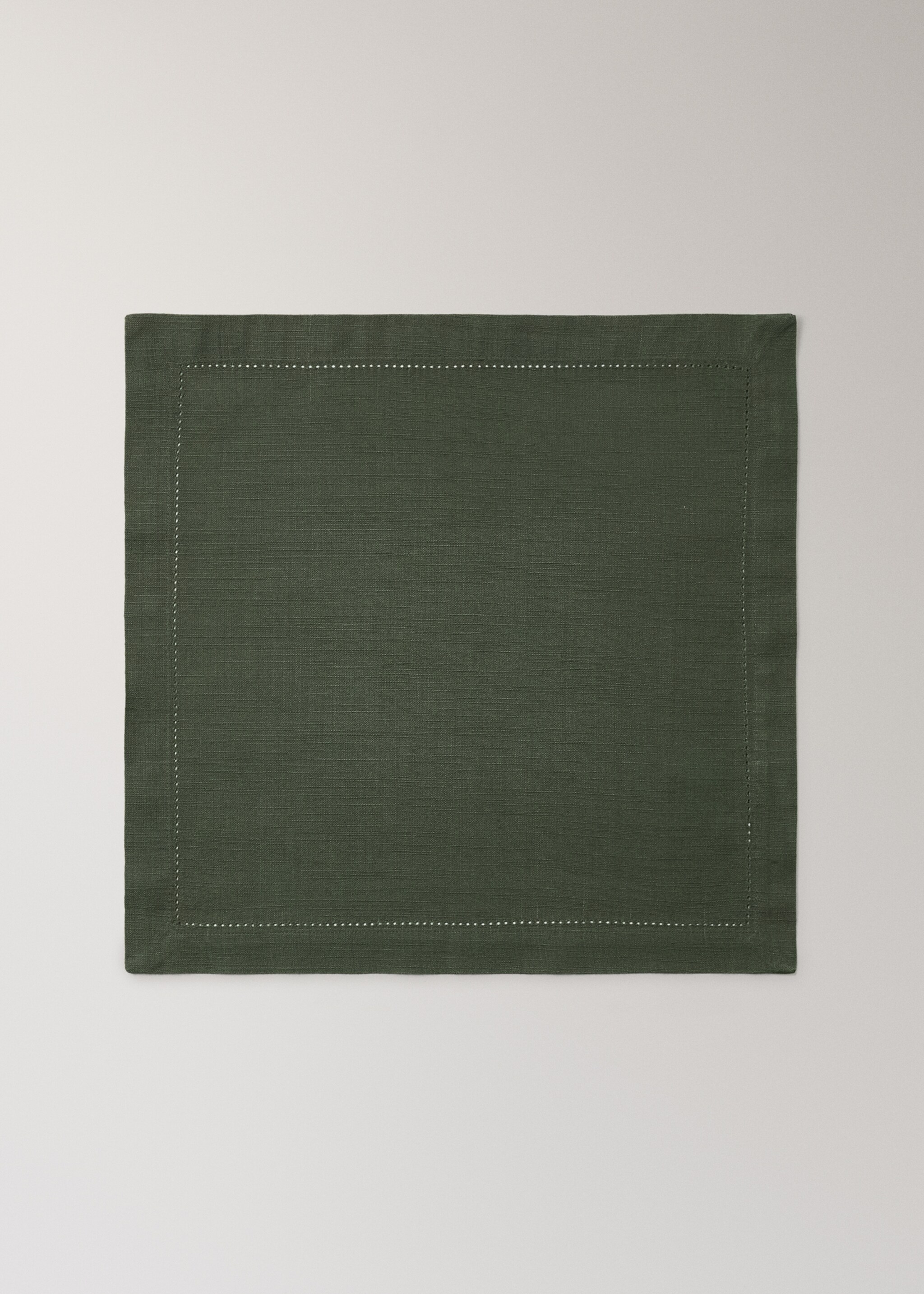 Cotton napkin with hemstitch - Article without model, Green. Ref: 17054129-00.
