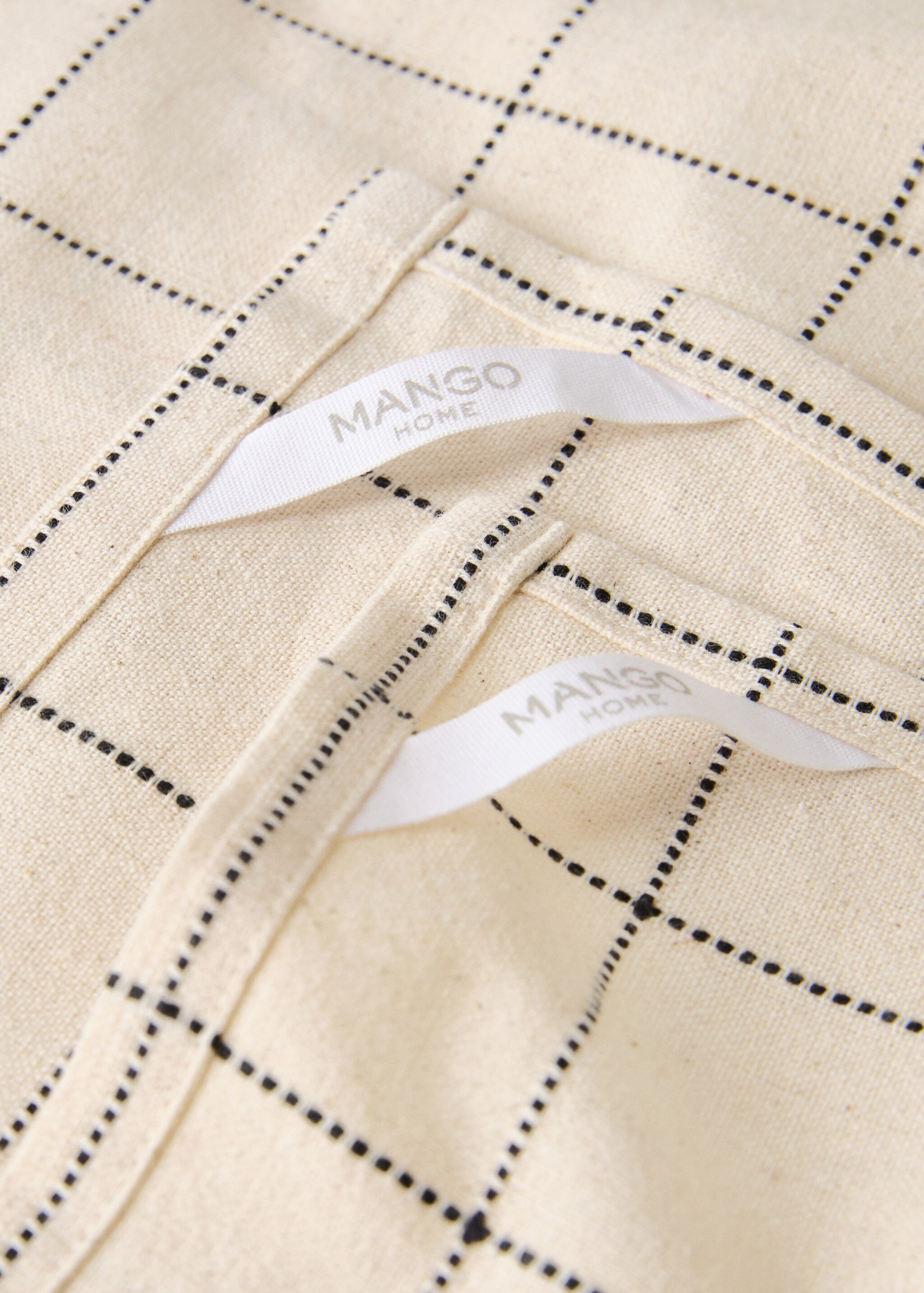 Cotton kitchen tea towel with stripes and checks - Details of the article 3, Light/Pastel Brown. Ref: 17054133-00.