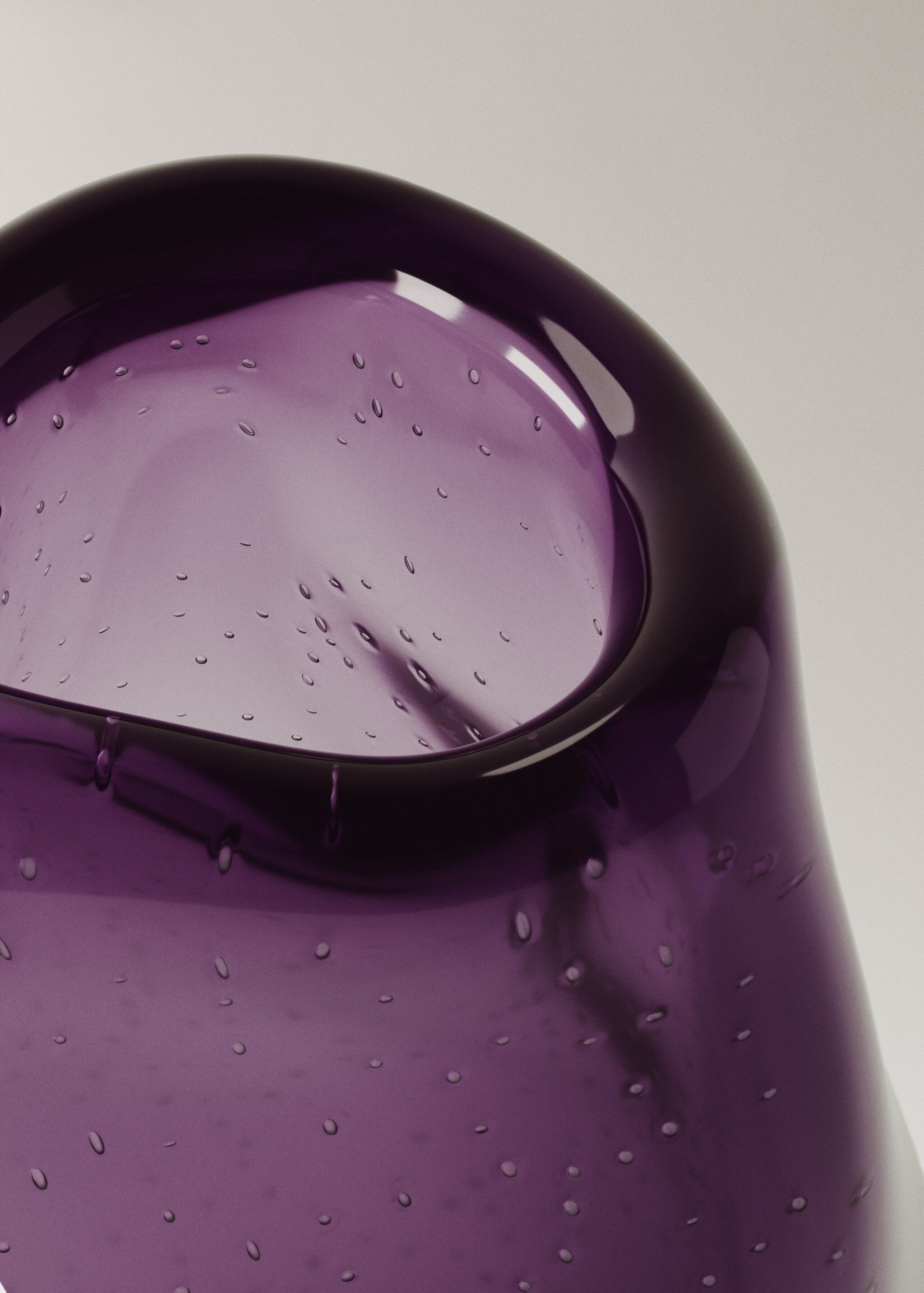 Tall irregular glass vase - Details of the article 2, Plum. Ref: 17054134-00.