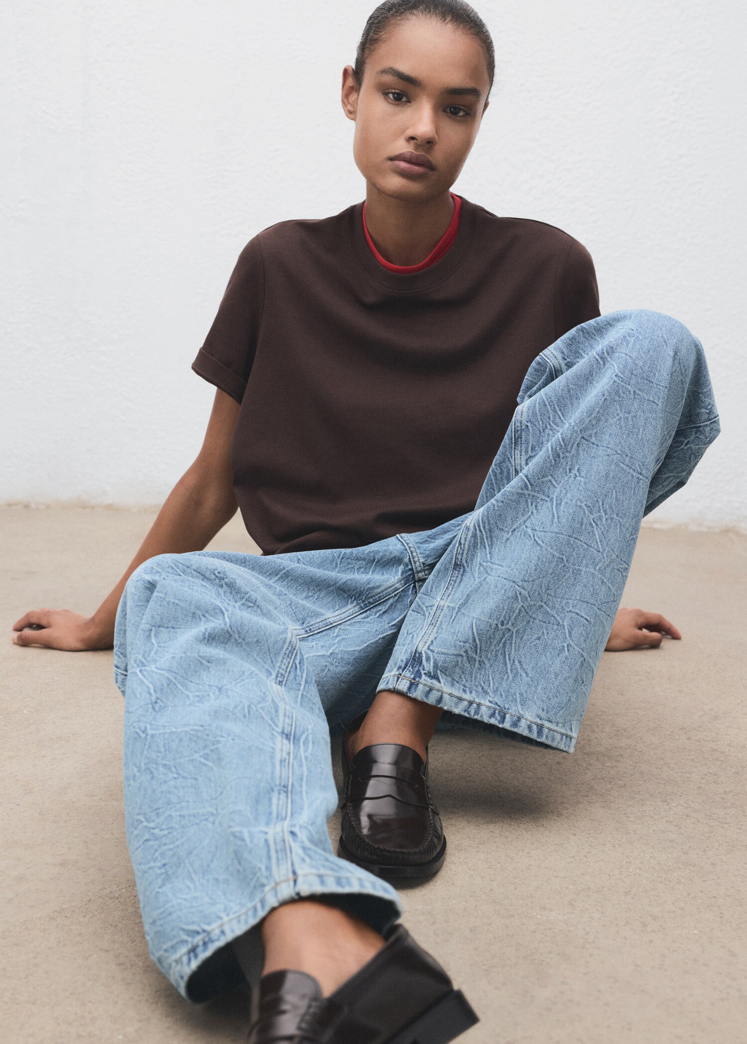 Jeans retos com cintura de altura média - Pormenor do artigo 2