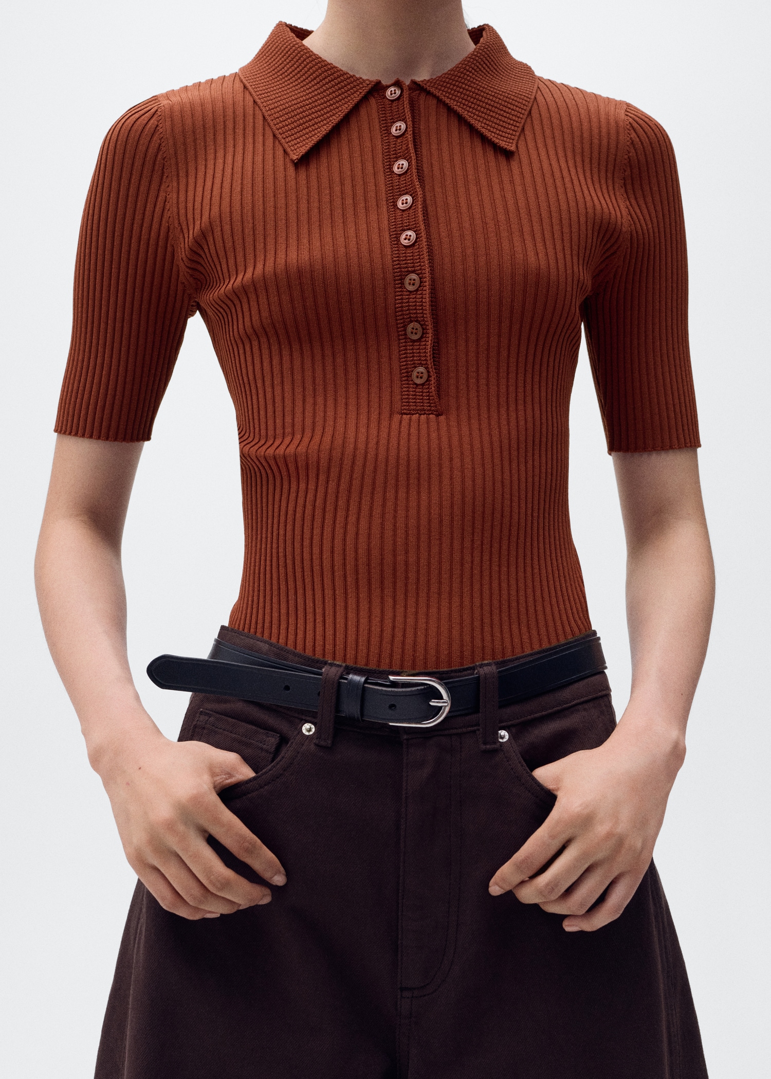 Polo-neck ribbed sweater Women MANGO Iraq