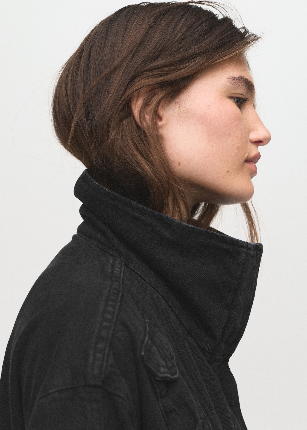 Oversized denim barn jacket with pockets