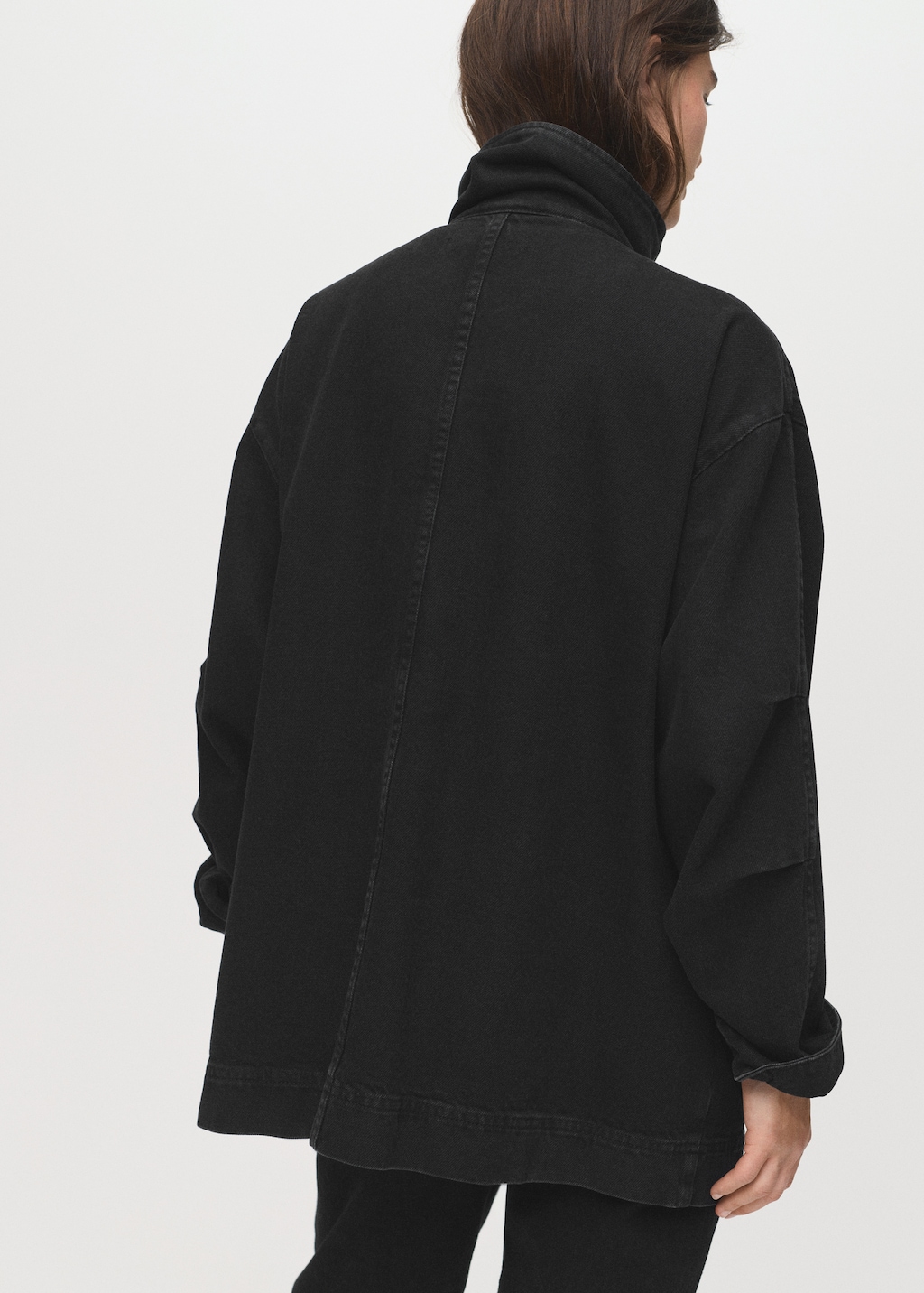 Oversized denim barn jacket with pockets