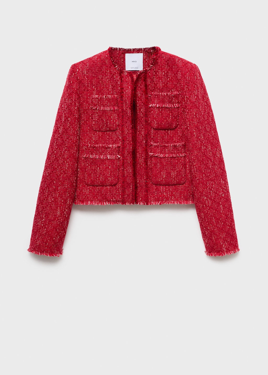 the red thread S tweed jacket ジャケット　ツイード 2025 Chanel Jacket Cotton Tweed Jacket Red Black Silver