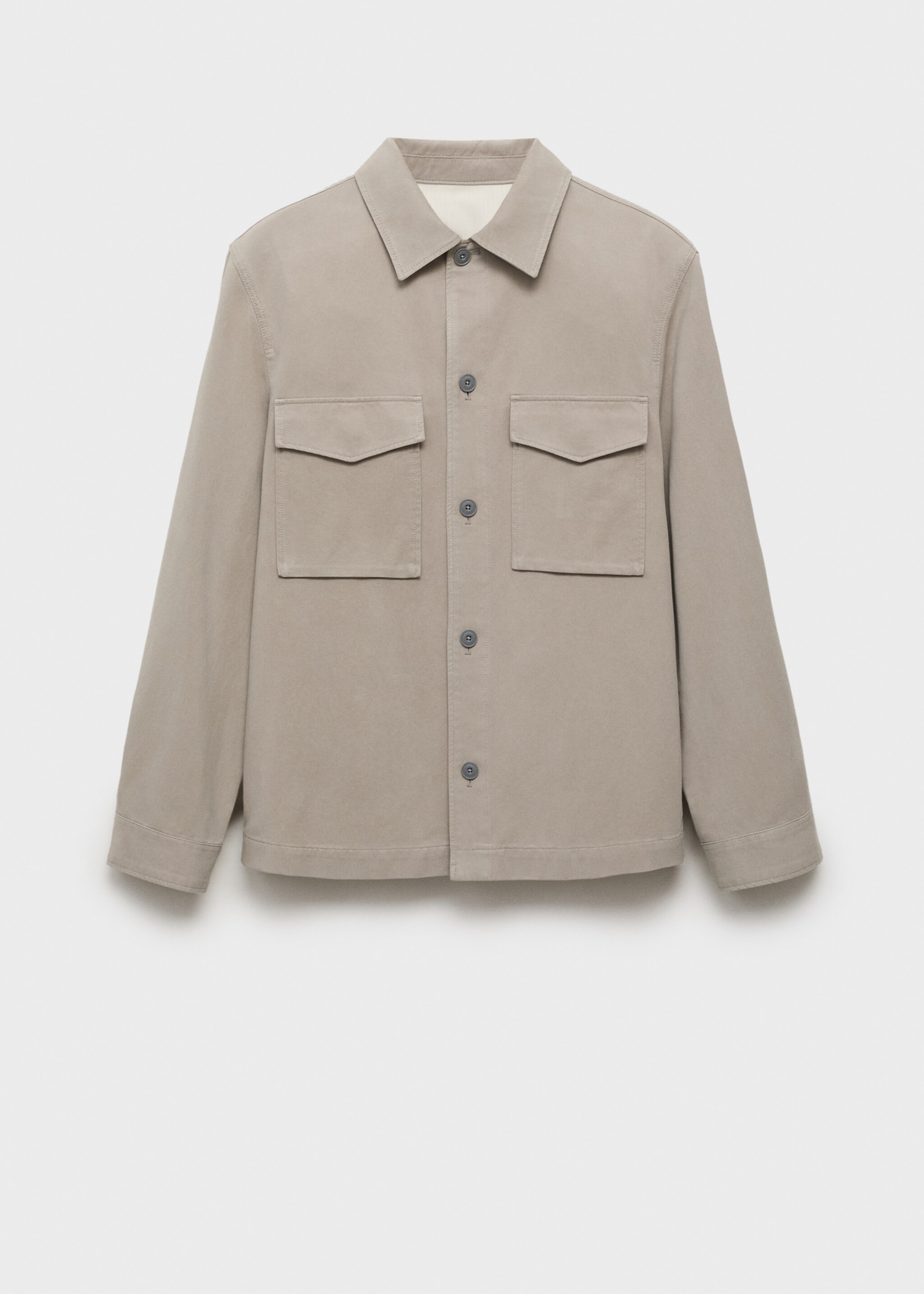 Straight cotton jacket with buttons - Article without model, Light/Pastel Grey. Ref: 17054405-00.