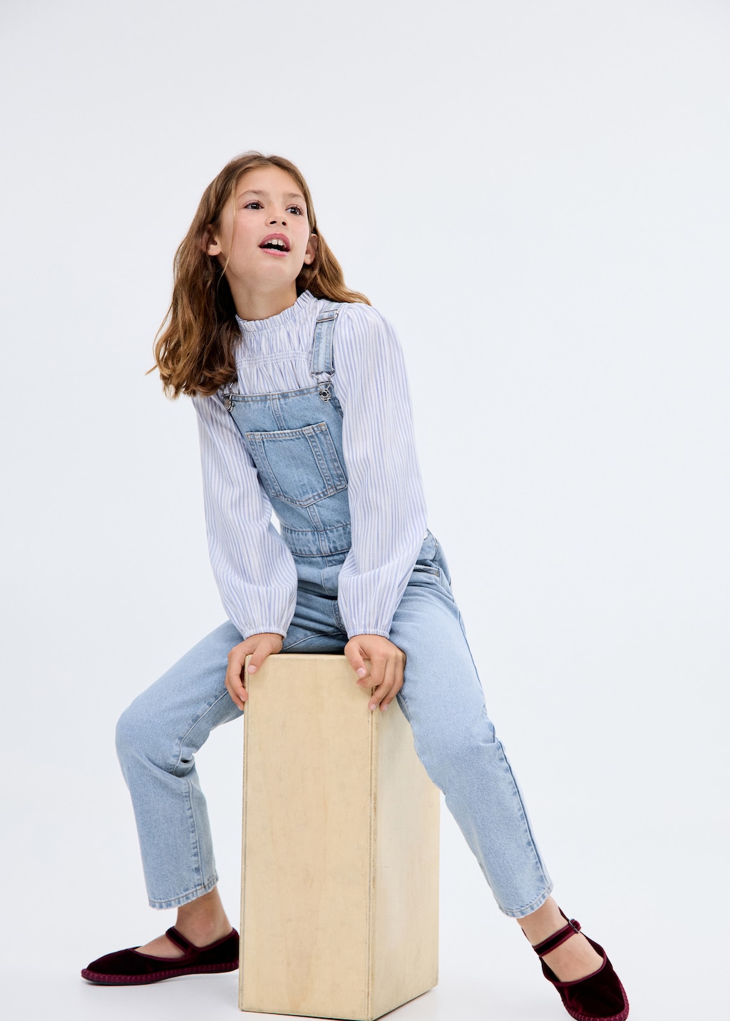 Long denim dungarees