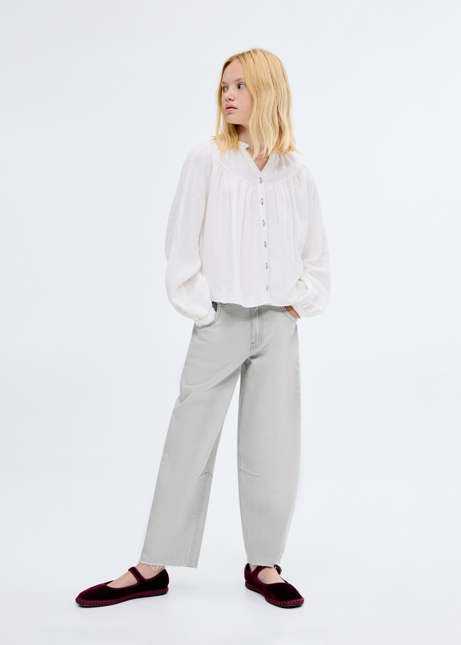 Mid-rise balloon jeans - Medium plane
