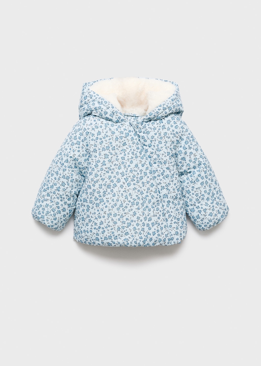 Fur-effect floral-print anorak