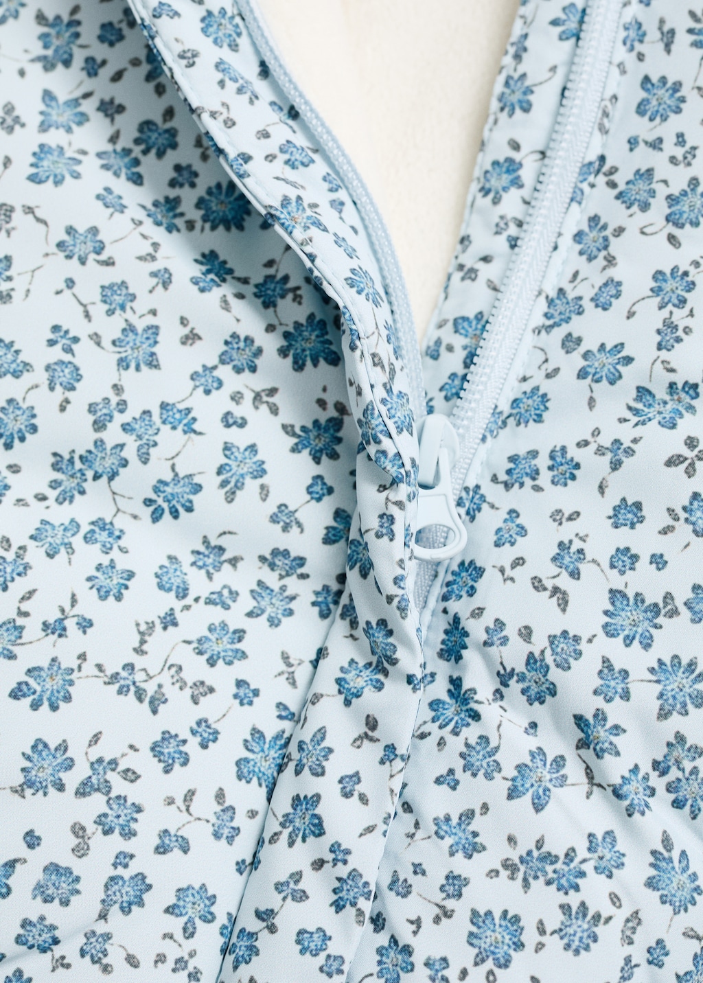 Fur-effect floral-print anorak