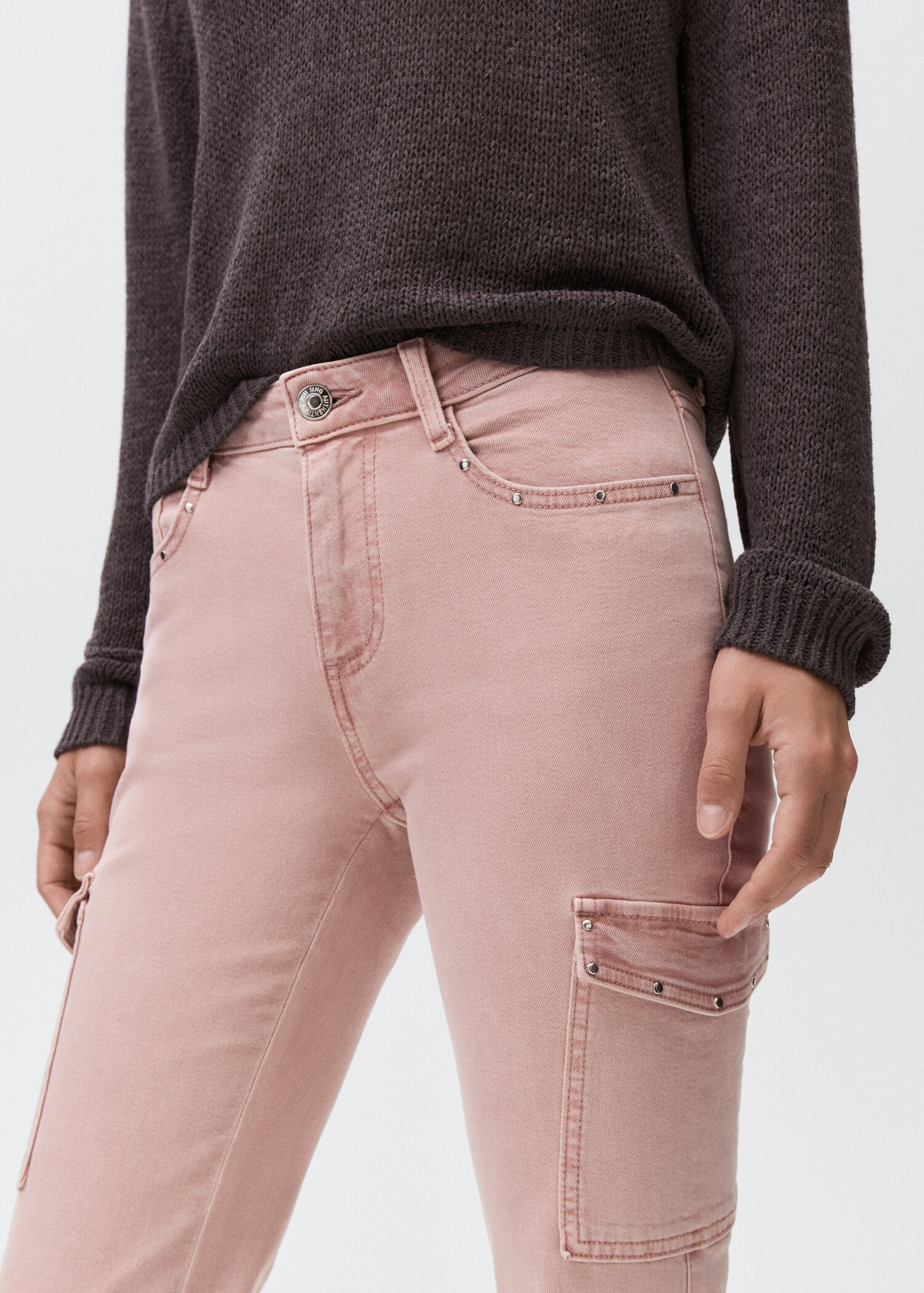 Studded skinny cargo jeans - Details of the article 1