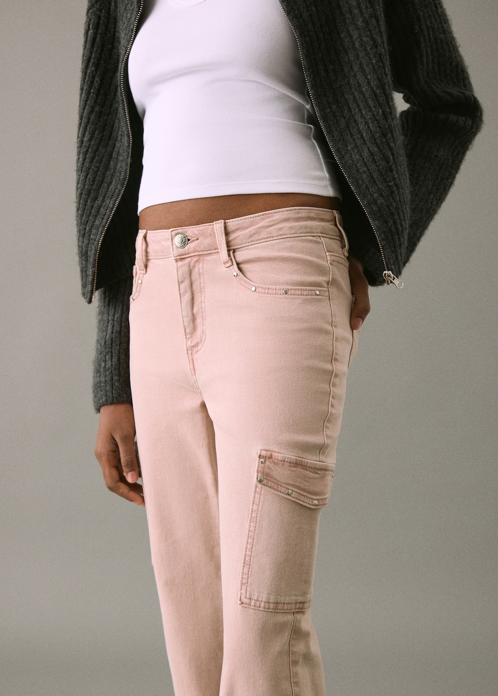 Studded skinny cargo jeans