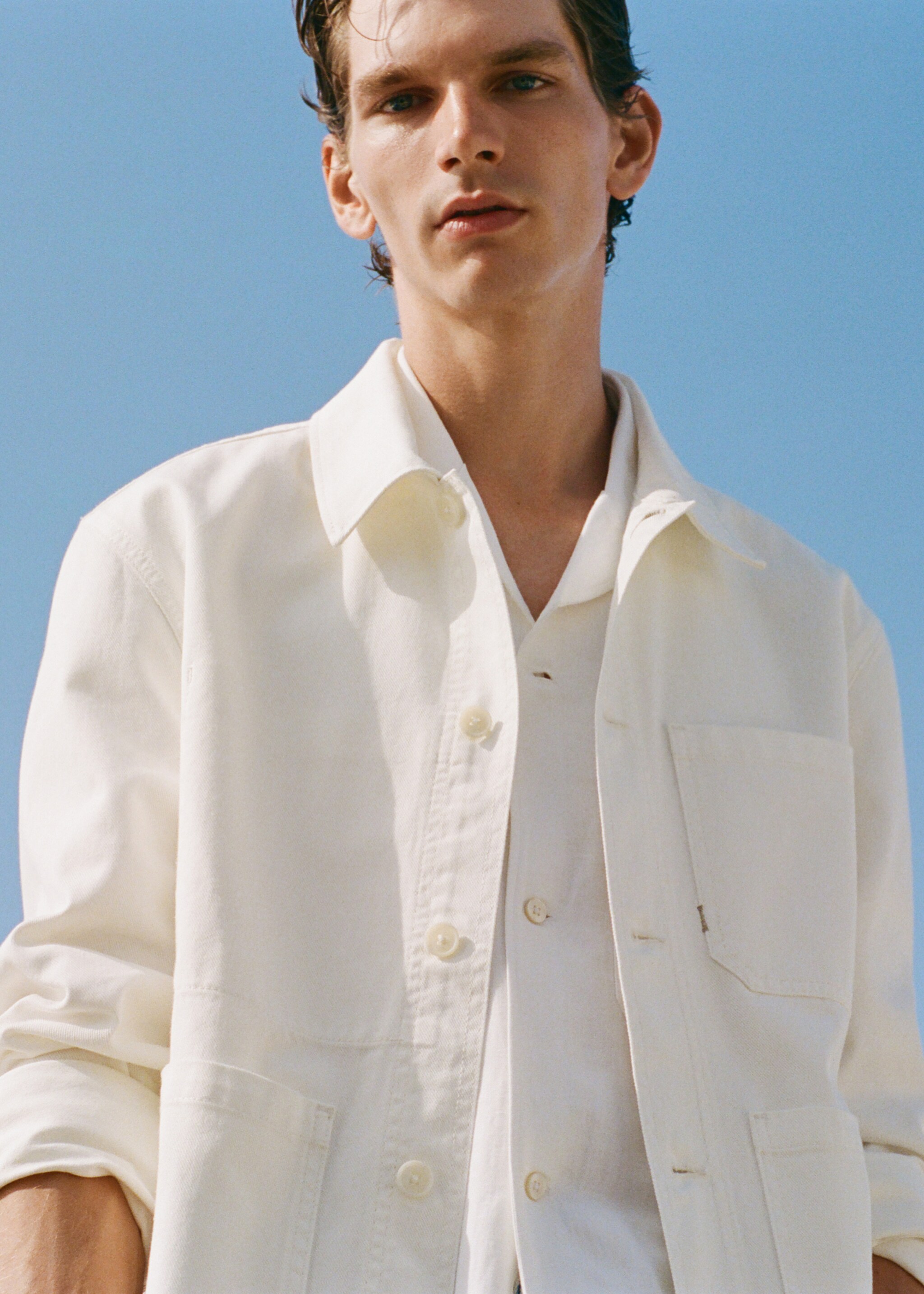100% cotton jacket with pockets - Details of the article 5, Off White. Ref: 17054416-00.