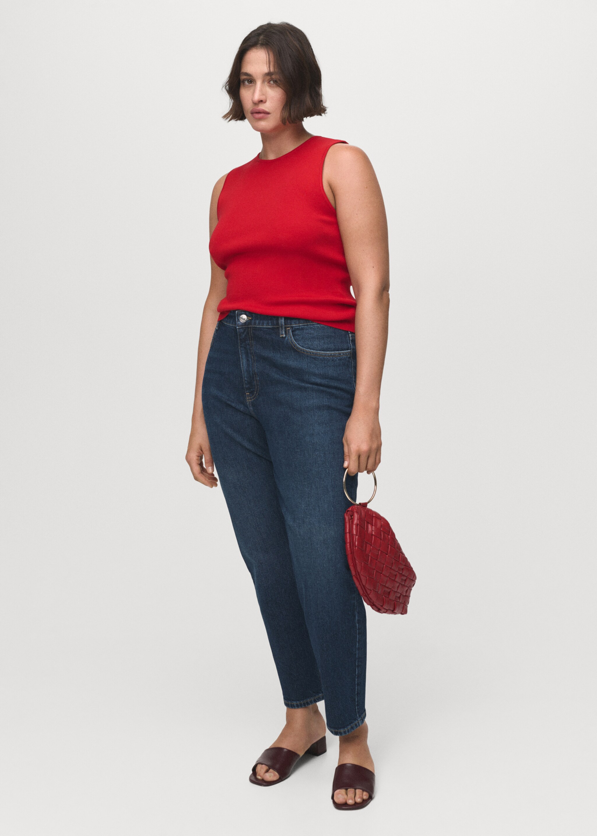 Newmom comfort high-rise jeans - Details of the article 3, Dark Blue. Ref: 17054423-00.