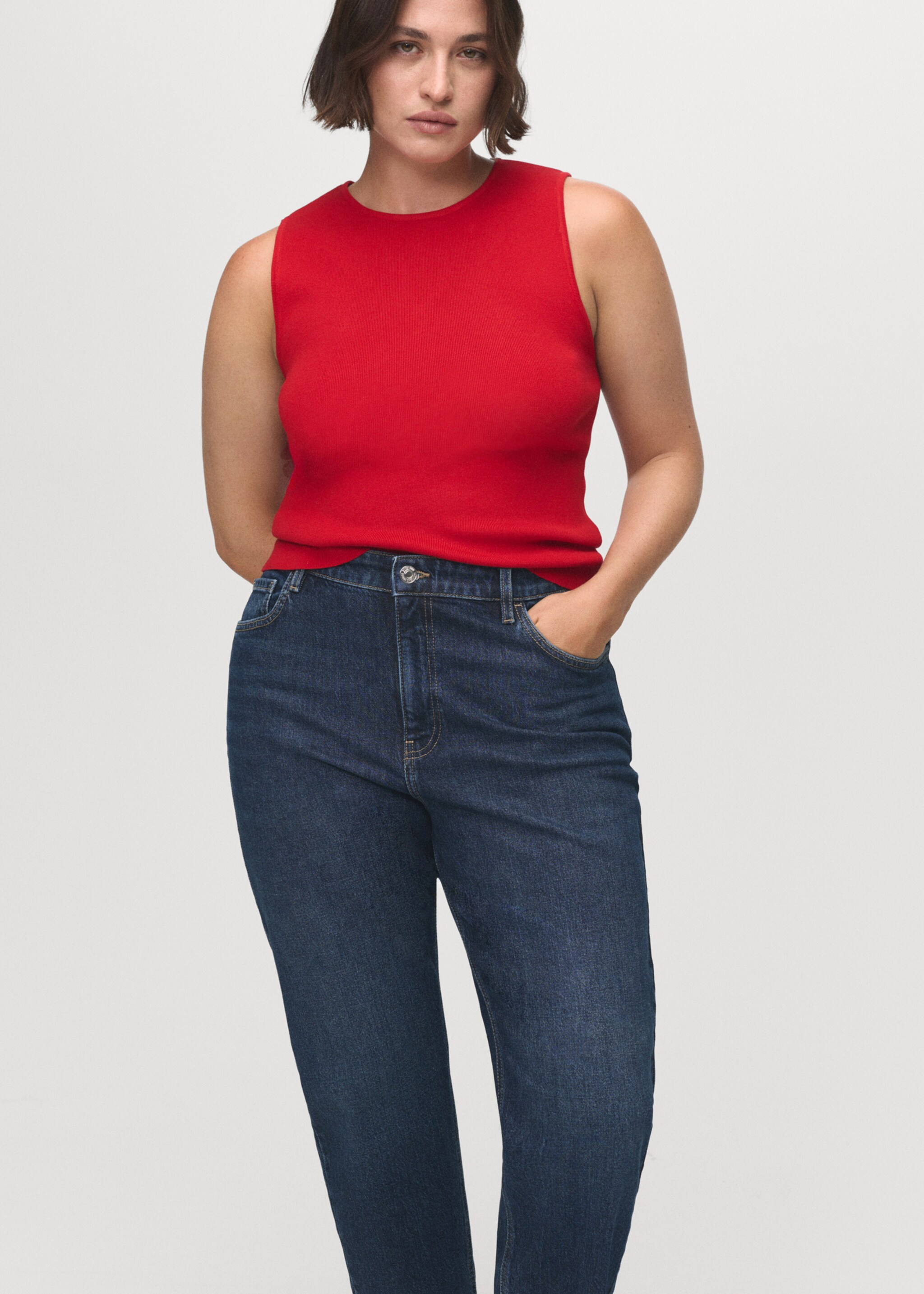 Newmom comfort high-rise jeans - Details of the article 5, Dark Blue. Ref: 17054423-00.