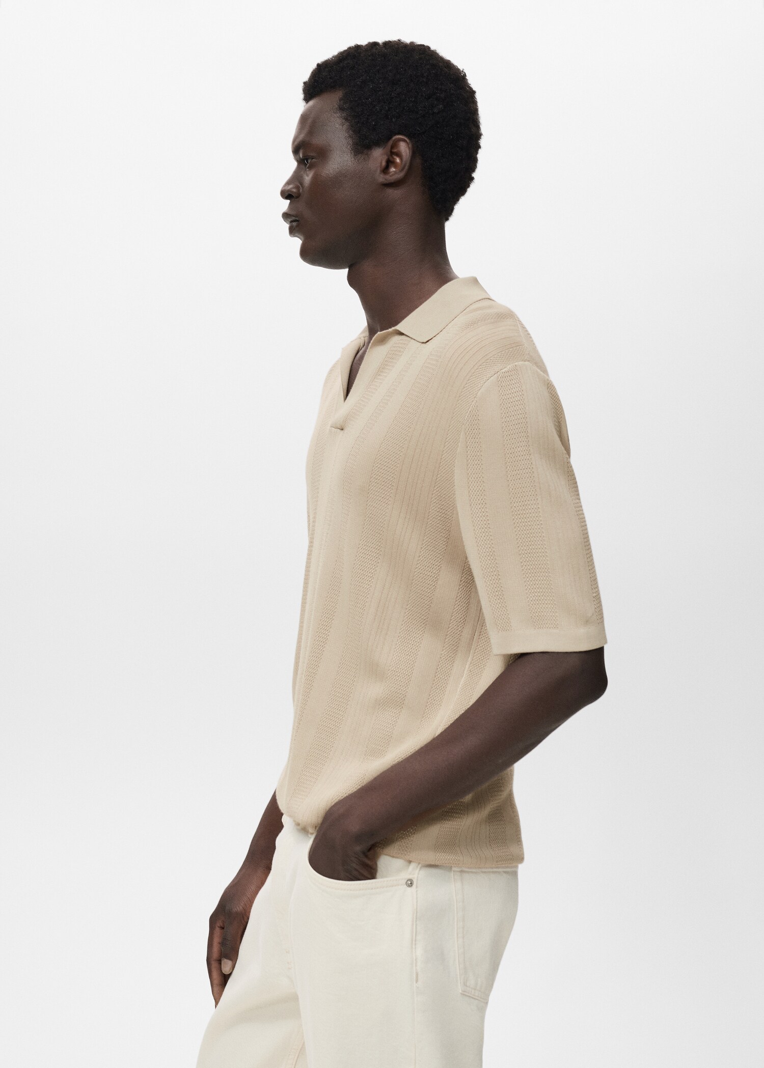Geribd gebreid poloshirt - Detail van het artikel 2