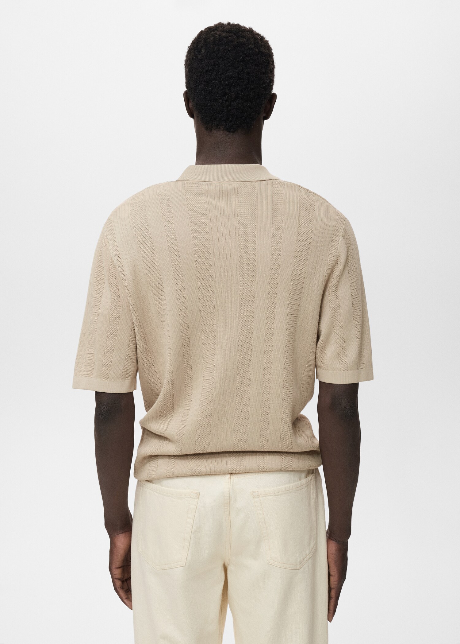 Geribd gebreid poloshirt - Achterkant van het artikel