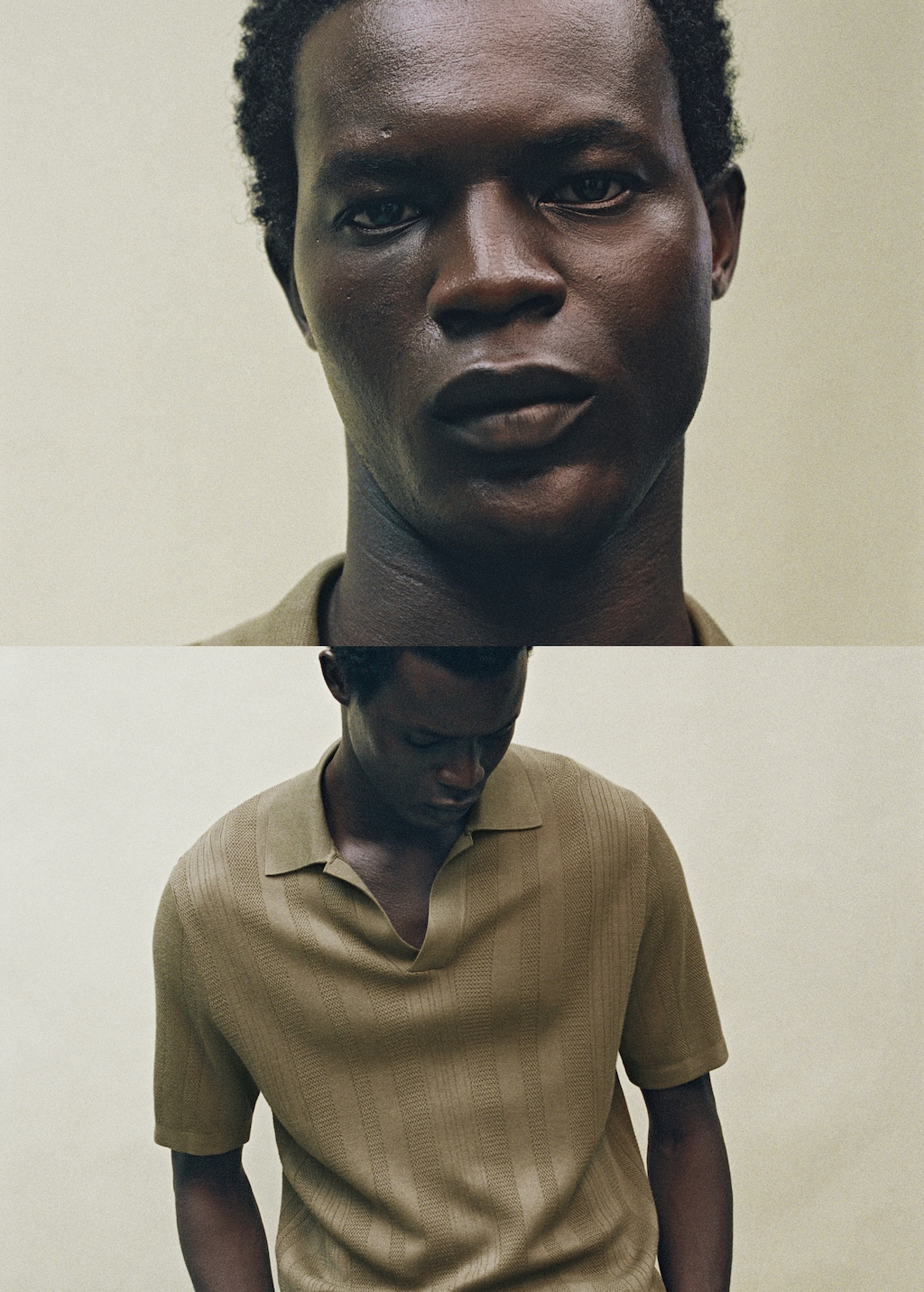 Ribbed knit polo shirt