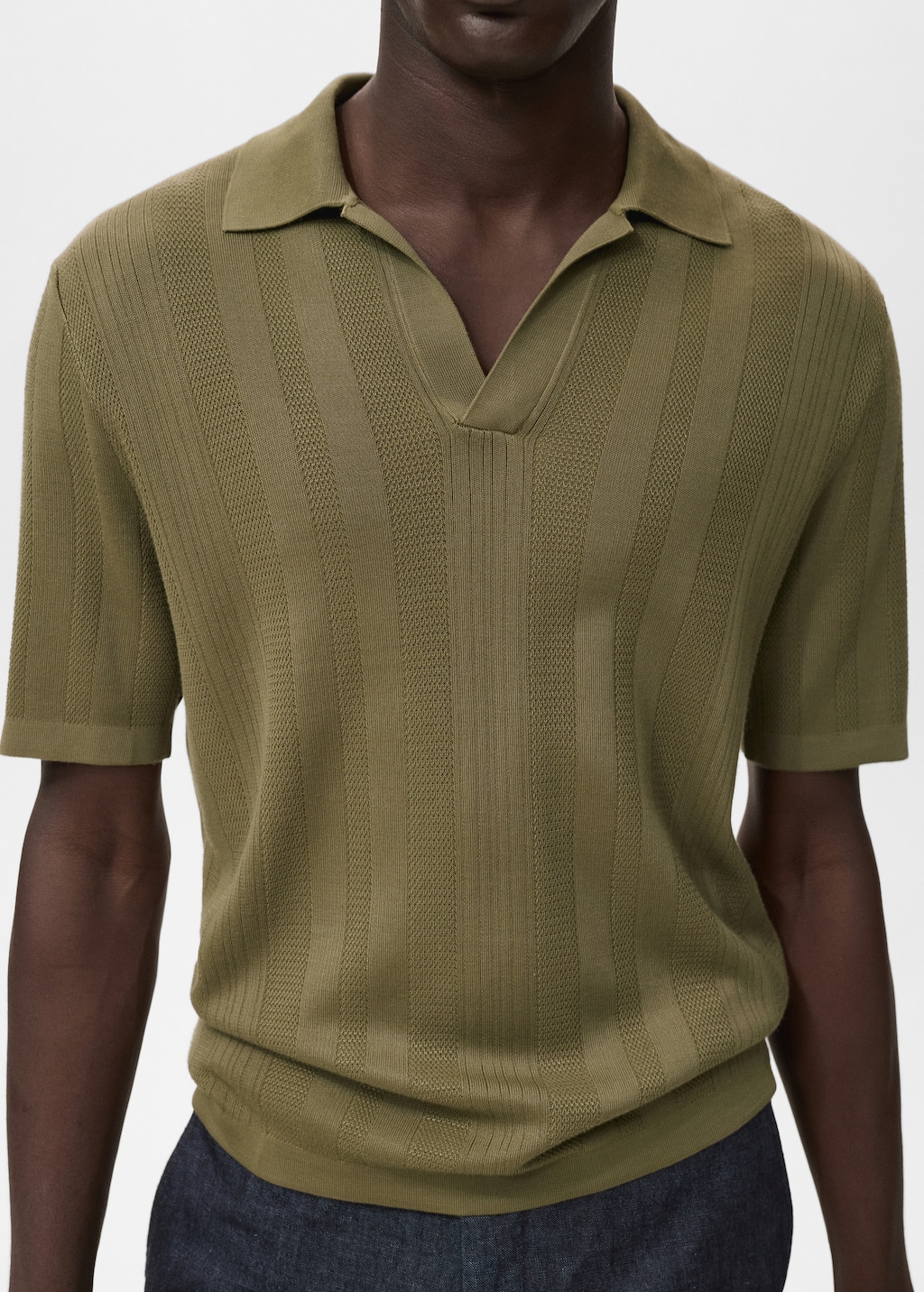 Ribbed knit polo shirt