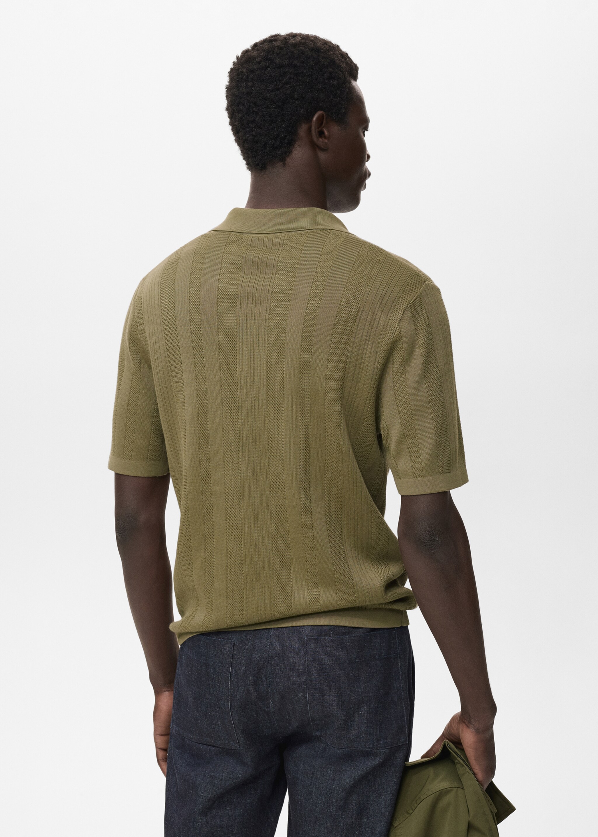 Geribd gebreid poloshirt - Achterkant van het artikel