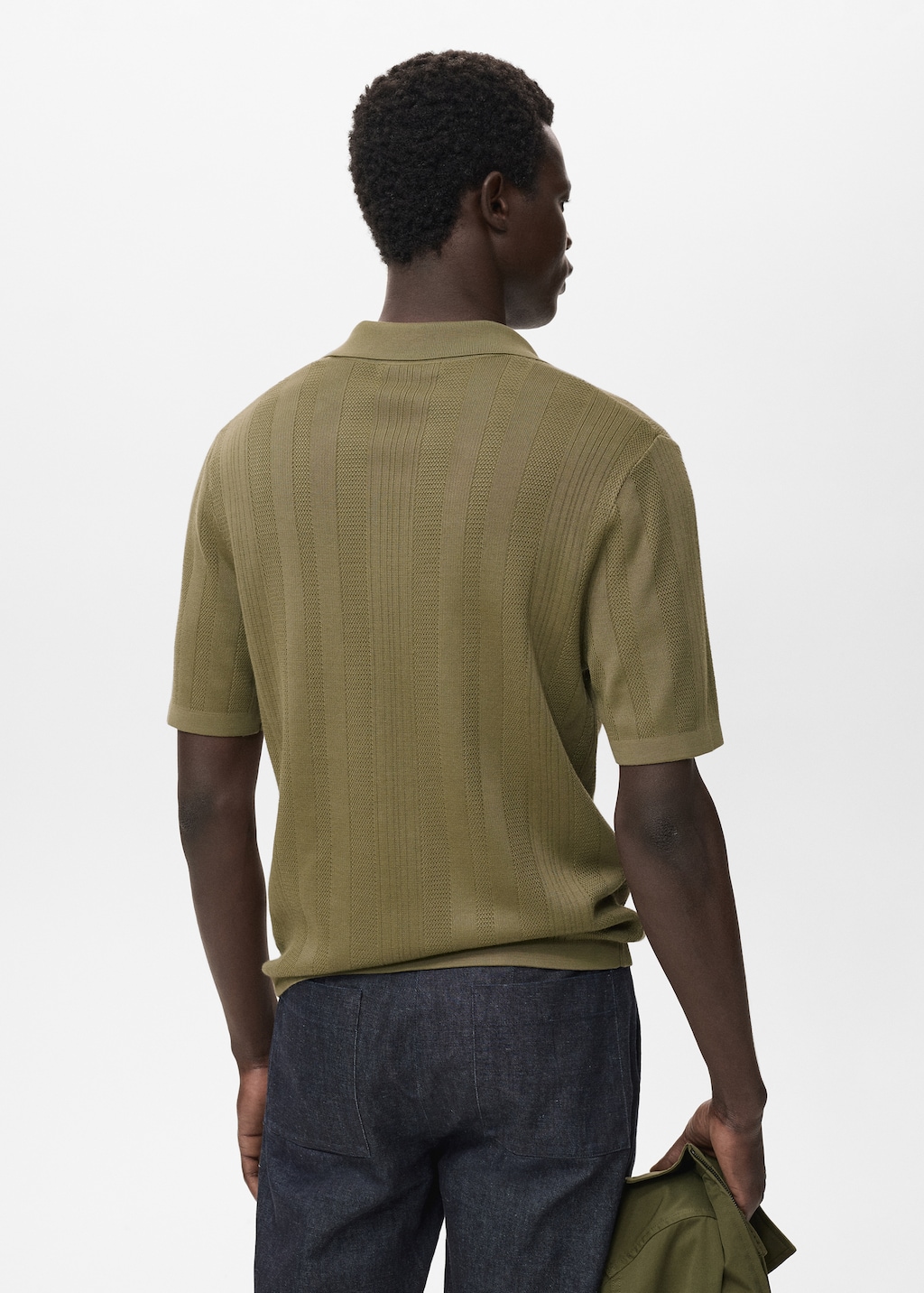 Ribbed knit polo shirt