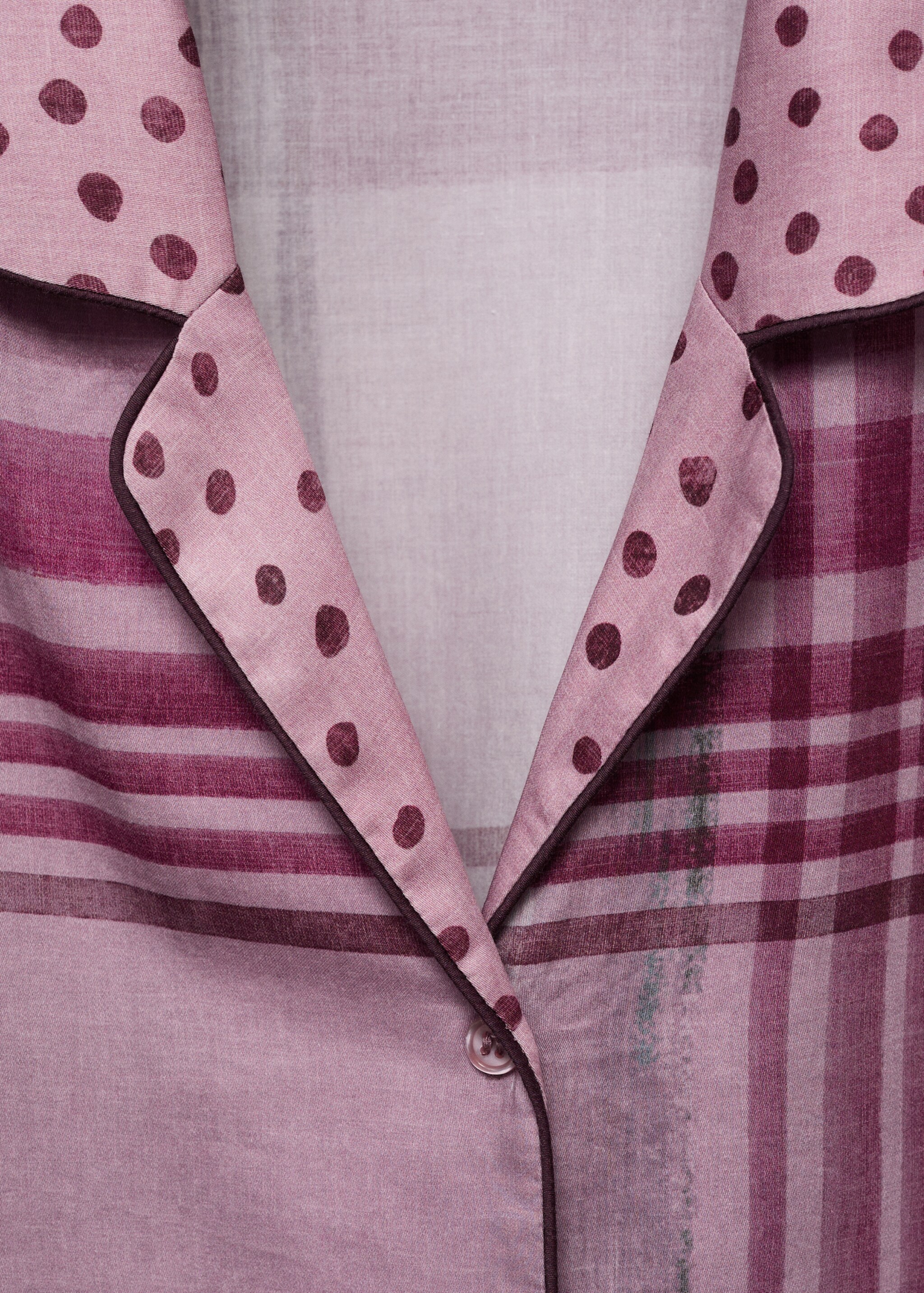 Printed pyjama shirt with piping - Details of the article 8, Plum. Ref: 17054437-00.