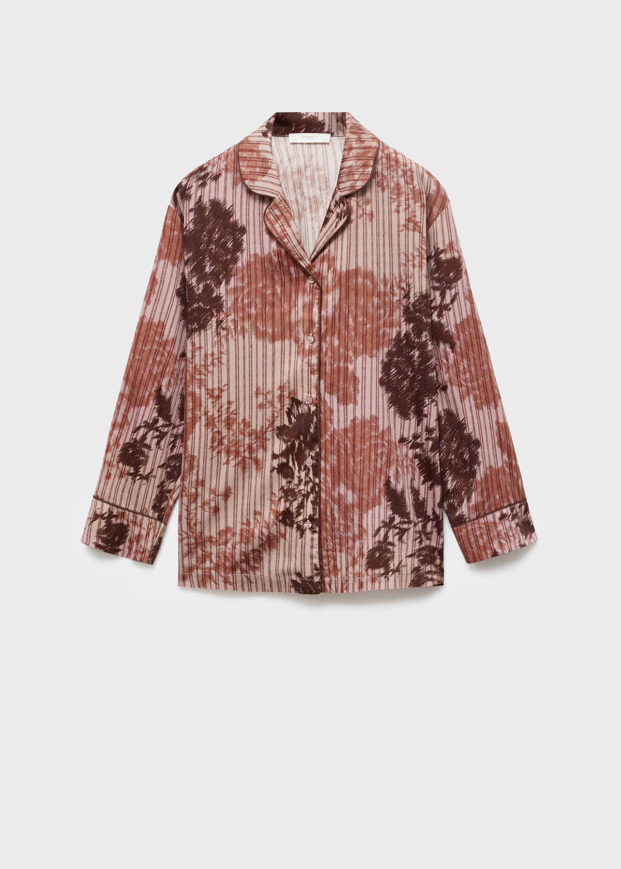 Pyjama shirt with blurred print - Article without model, Brown. Ref: 17054438-00.