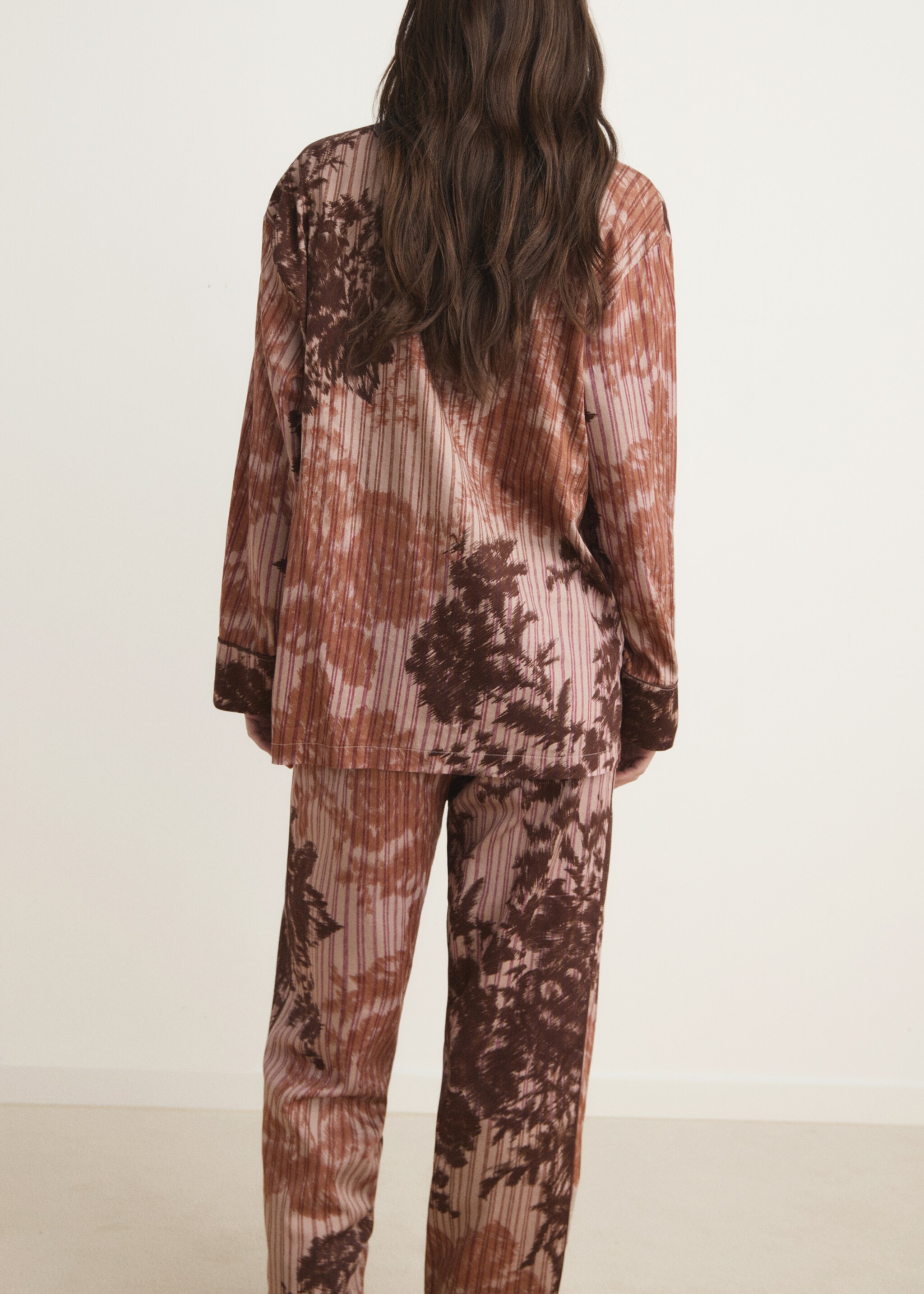 Pyjama shirt with blurred print - Reverse of the article, Brown. Ref: 17054438-00.