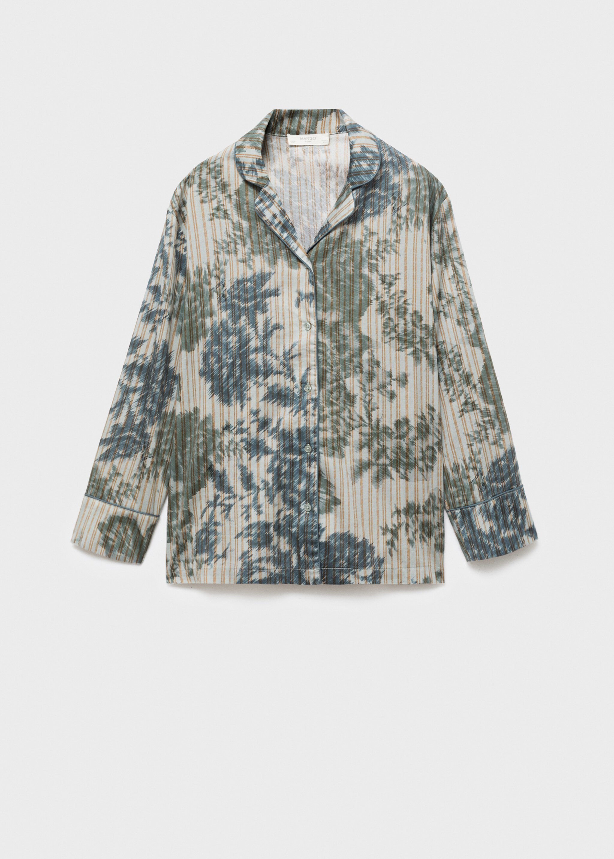 Pyjama shirt with blurred print - Article without model, Green. Ref: 17054438-00.