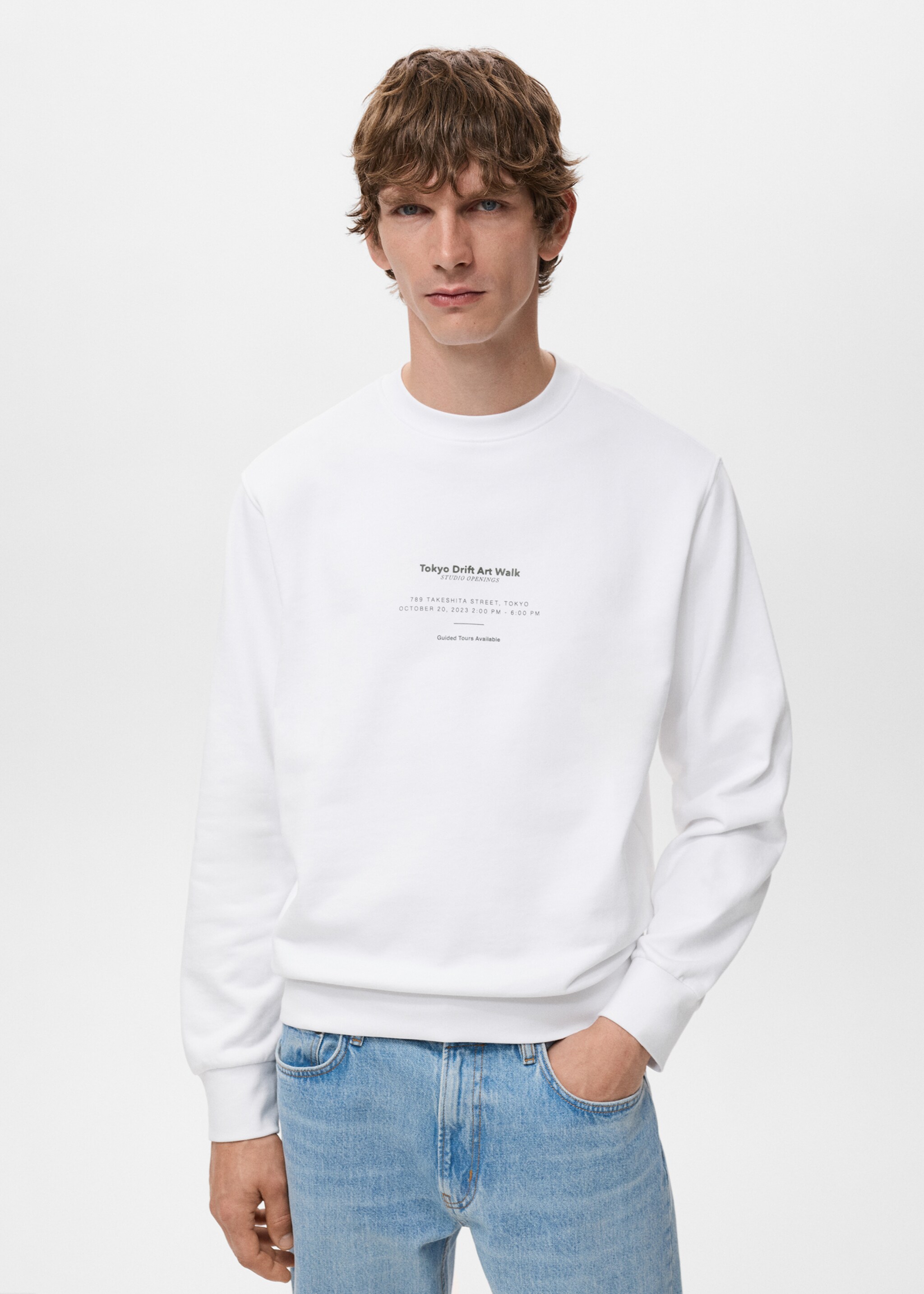 100% cotton sweatshirt text - Medium plane, White. Ref: 17054439-00.