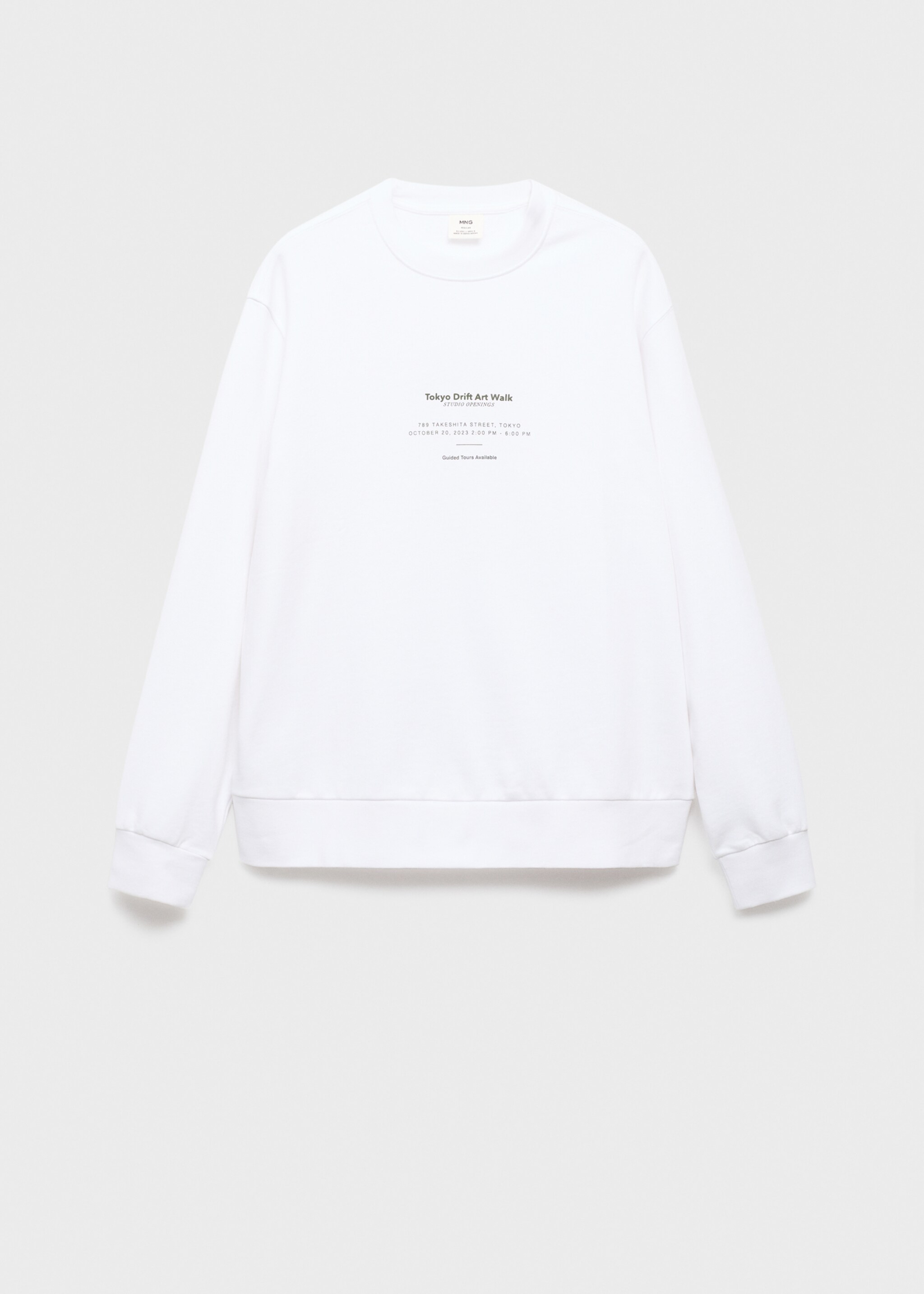 100% cotton sweatshirt text - Article without model, White. Ref: 17054439-00.