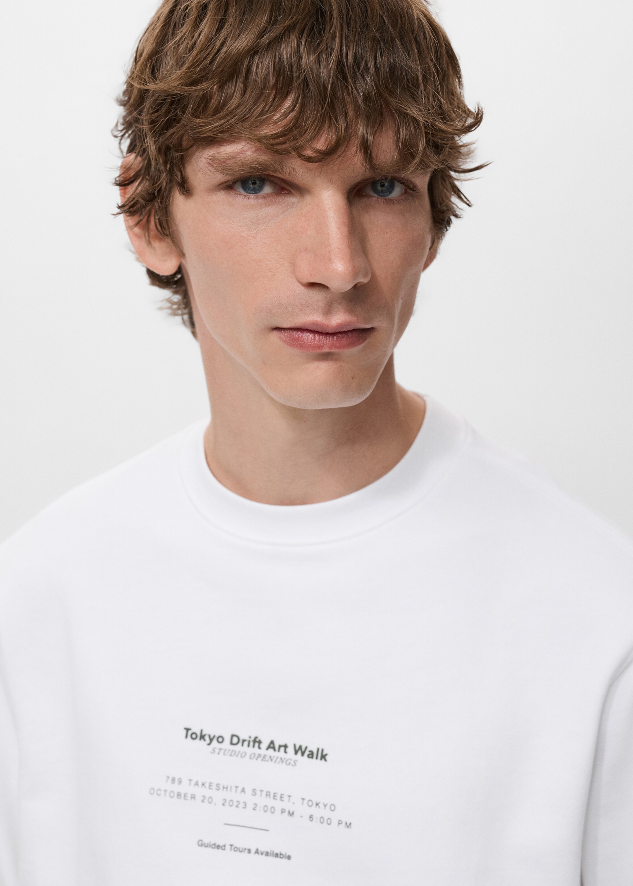 100% cotton sweatshirt text - Details of the article 1, White. Ref: 17054439-00.