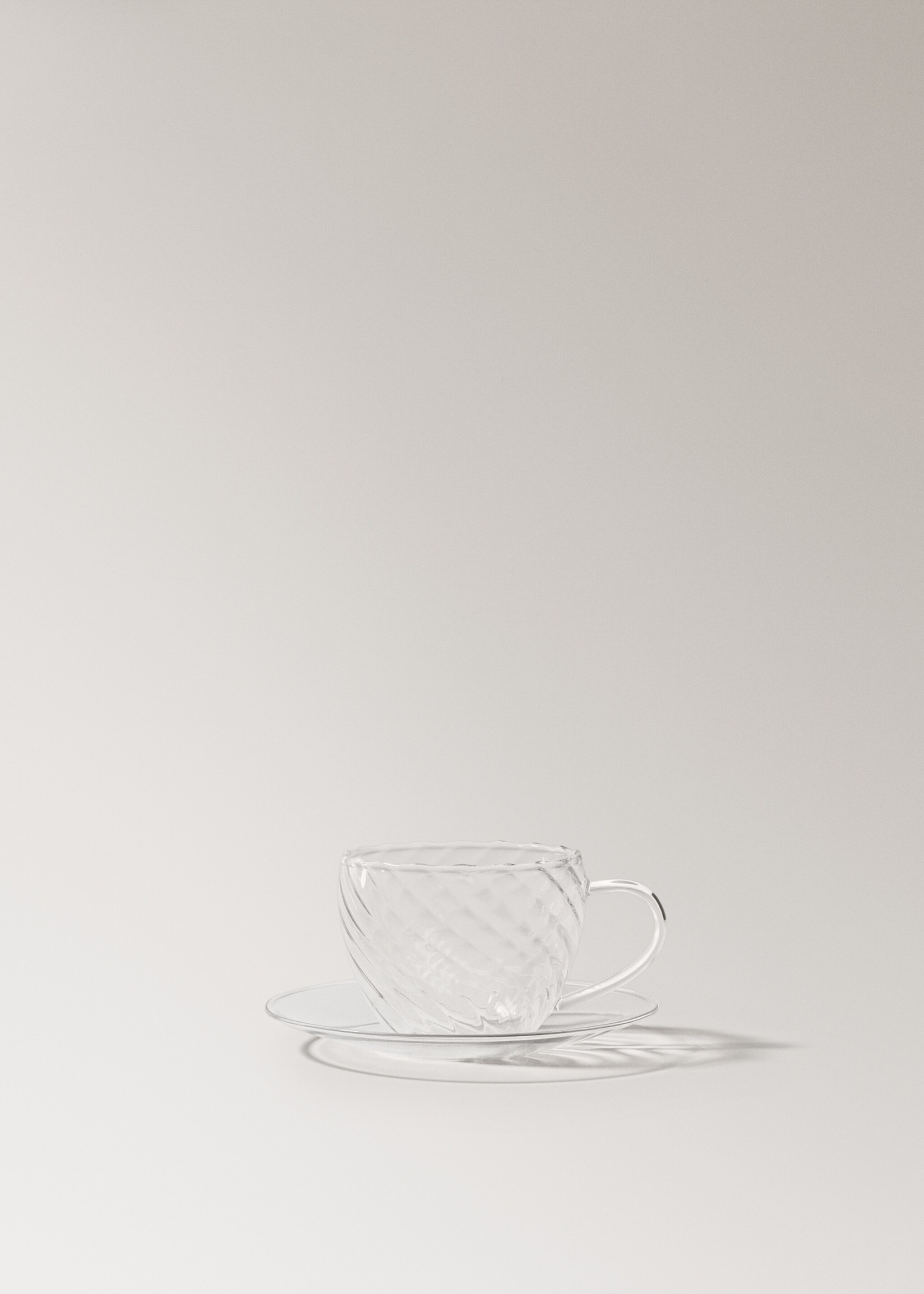 Espresso cup with borosilicate glass saucer, embossed - Artikel zonder model, Gebroken wit. Ref: 17054441-00.