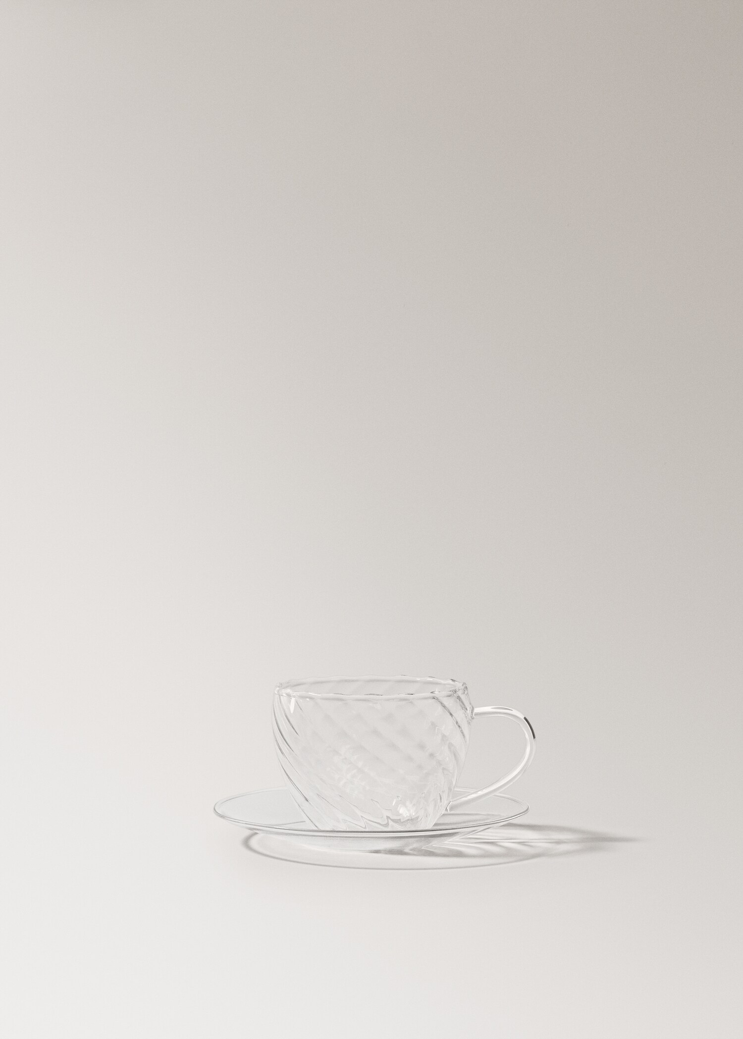 Espresso cup with borosilicate glass saucer, embossed - Artikel zonder model
