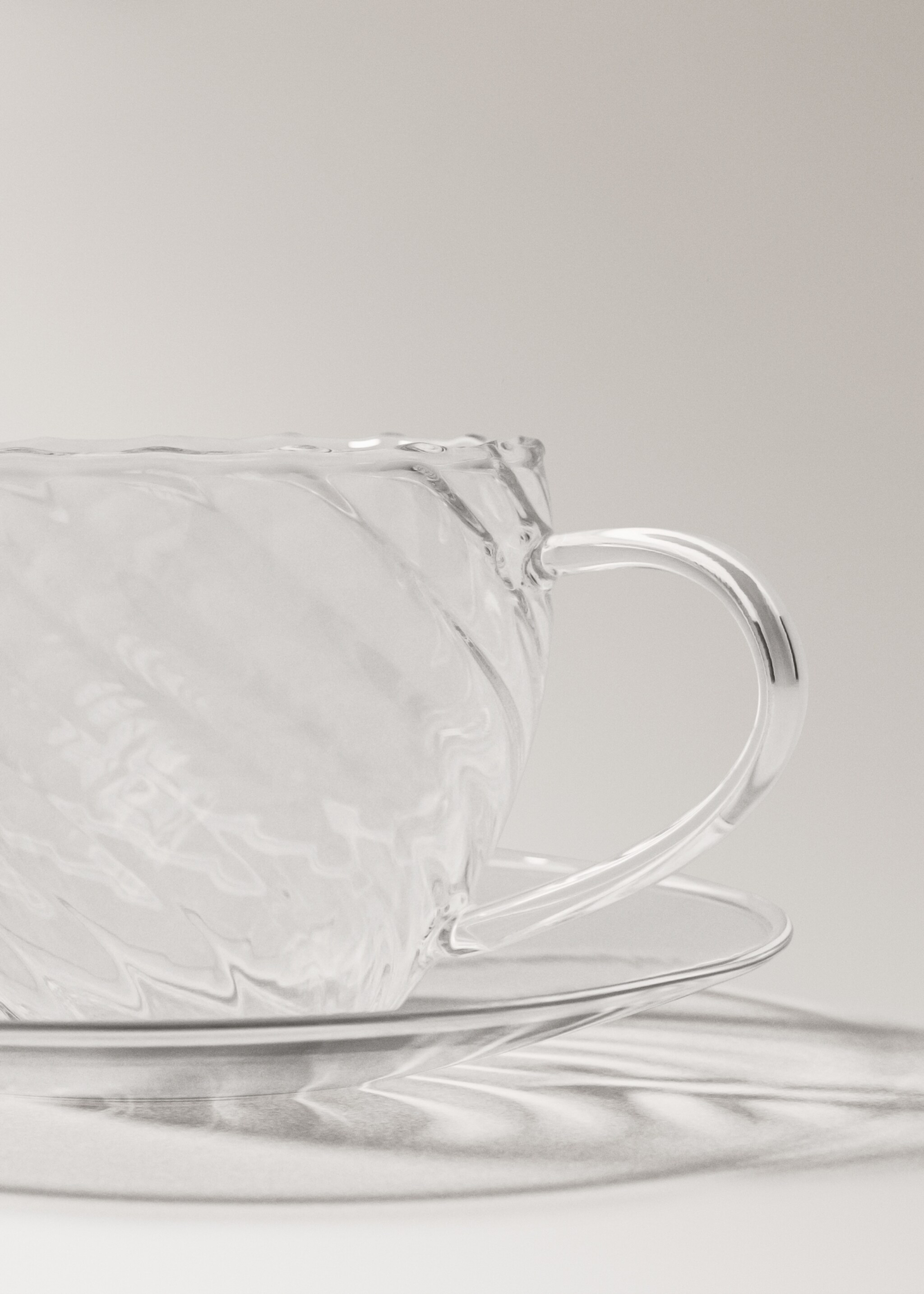 Espresso cup with borosilicate glass saucer, embossed - Detail van het artikel 1, Gebroken wit. Ref: 17054441-00.