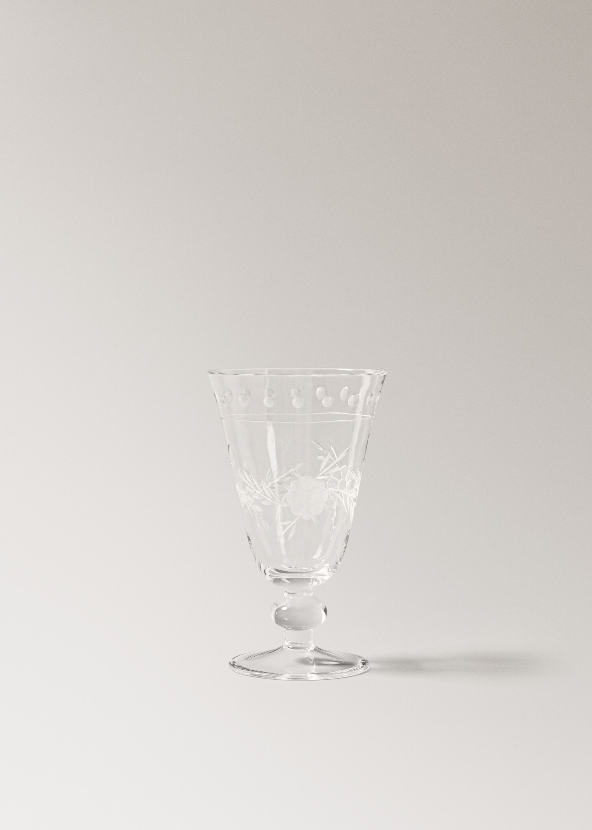 Sklenice na víno z broušeného skla s květinovým motivem - Zboží bez modelu, Šedobílá. Ref: 17054442-00.