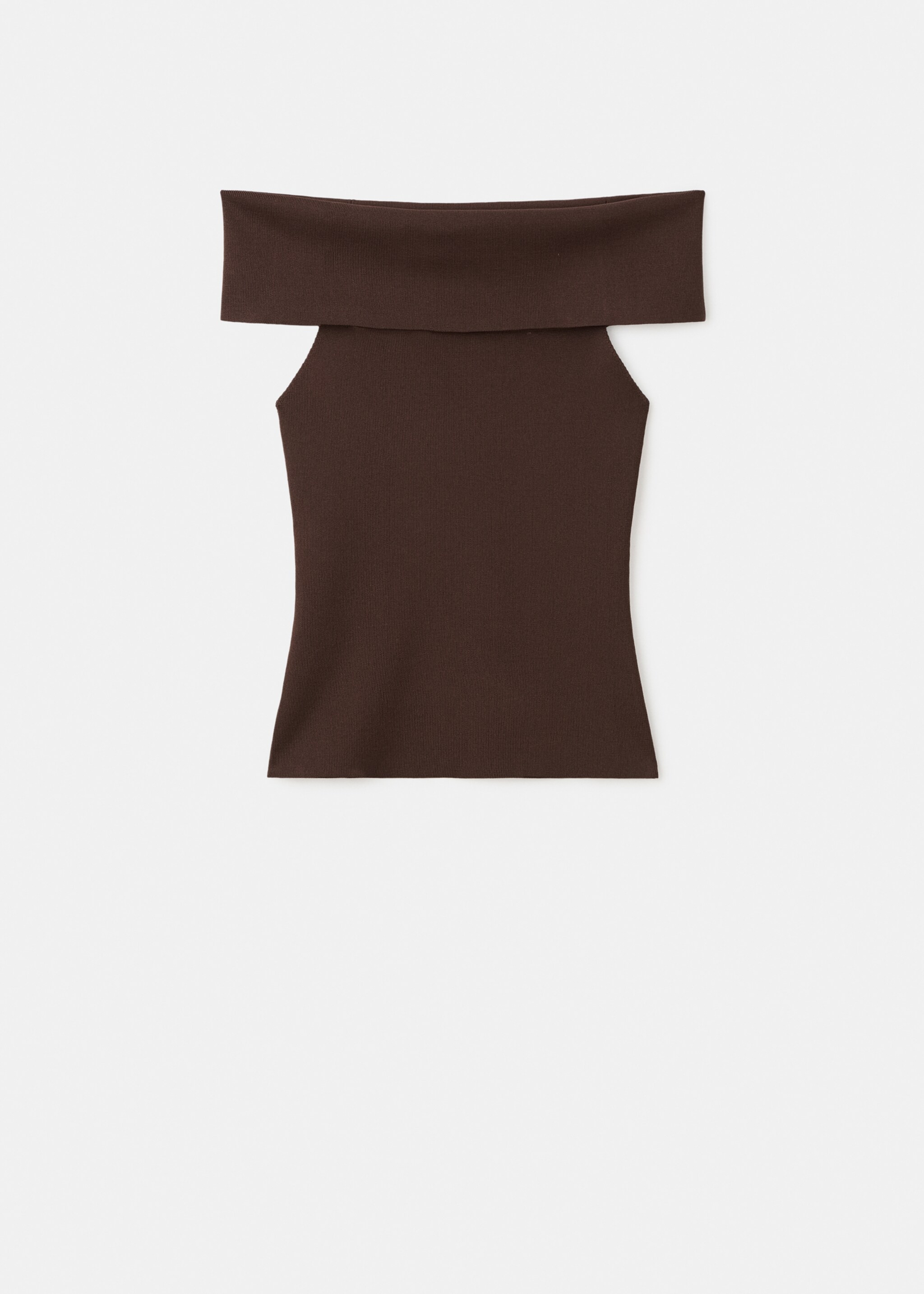 Strapless knitted top - Article without model, Chocolate. Ref: 17054444-00.