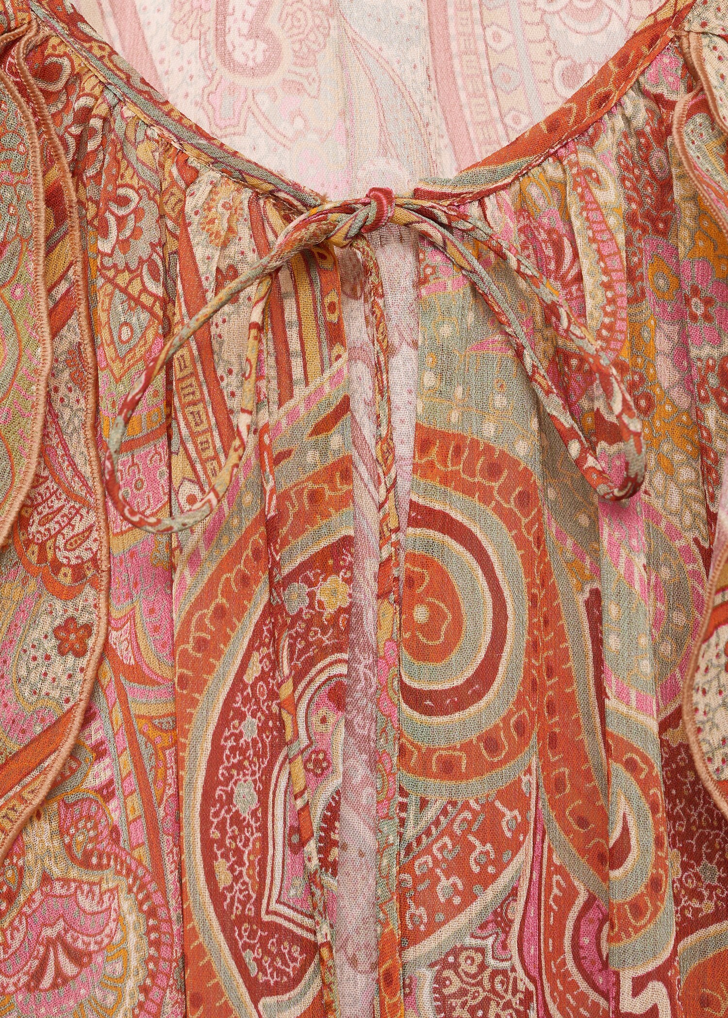 Gemusterte Bluse mit Volantdetails - Detail des Artikels 0
