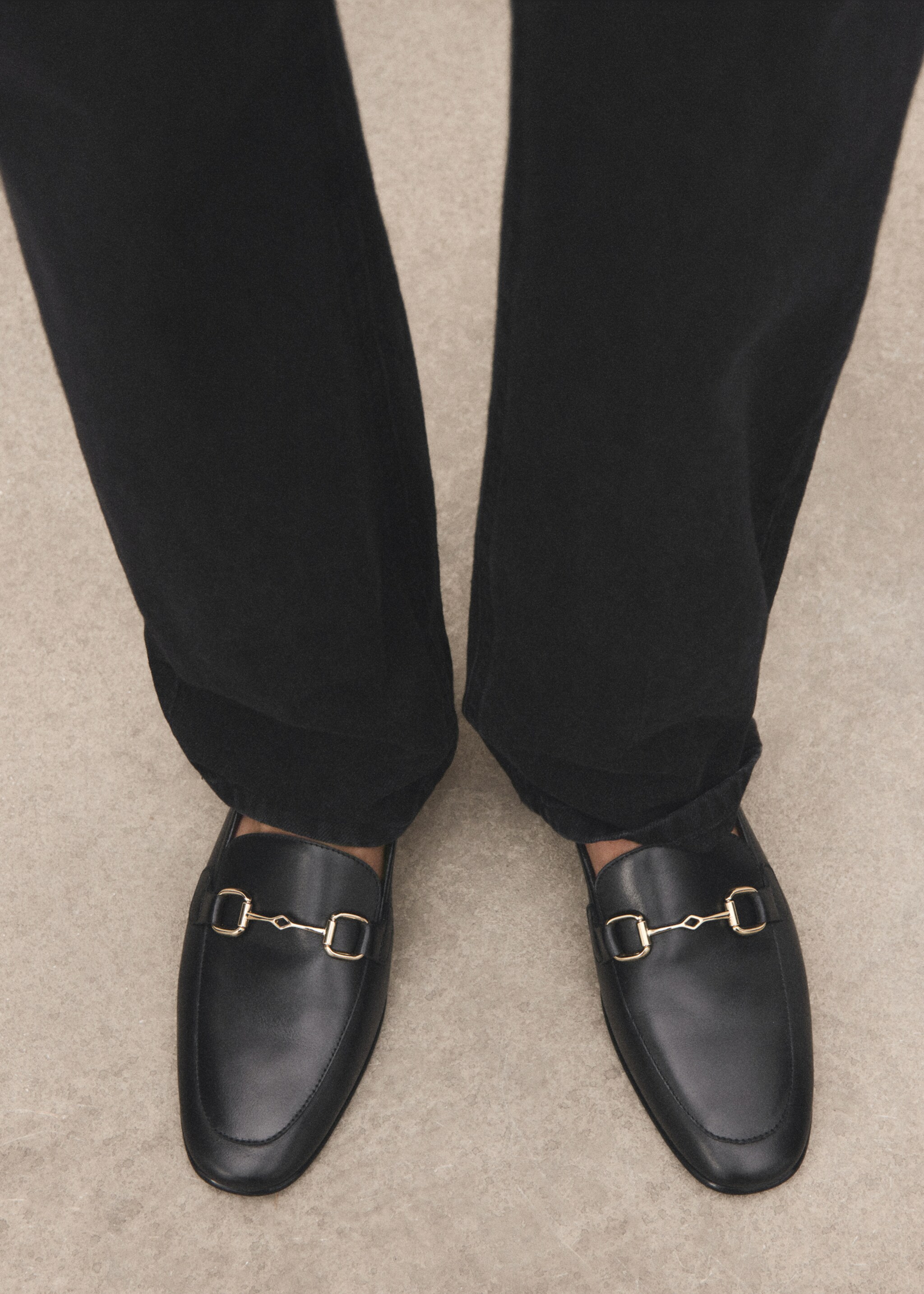 Buckle leather moccasins - Details of the article 9, Black. Ref: 17054783-00.