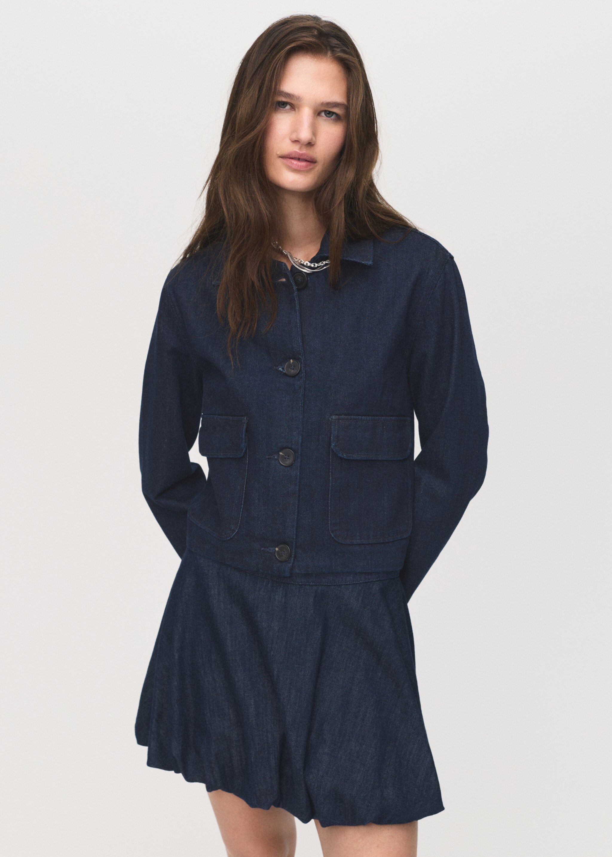 Denim jacket with pockets - Medium plane, Open Blue. Ref: 17054785-00.