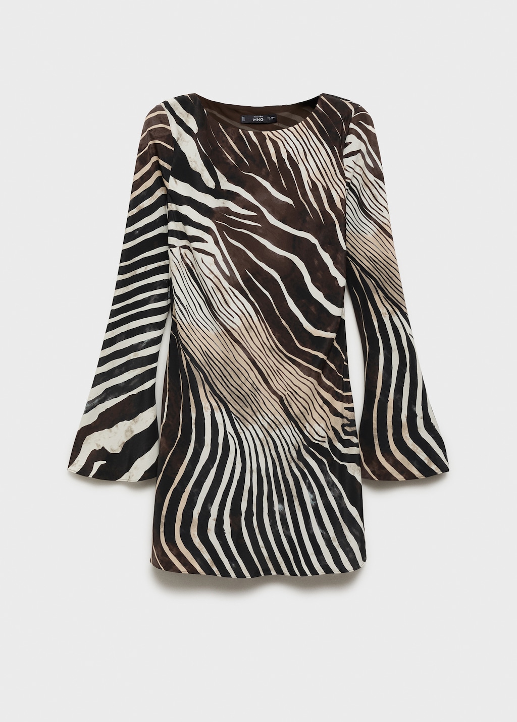 Mango Zebra-print dress with flared sleeves