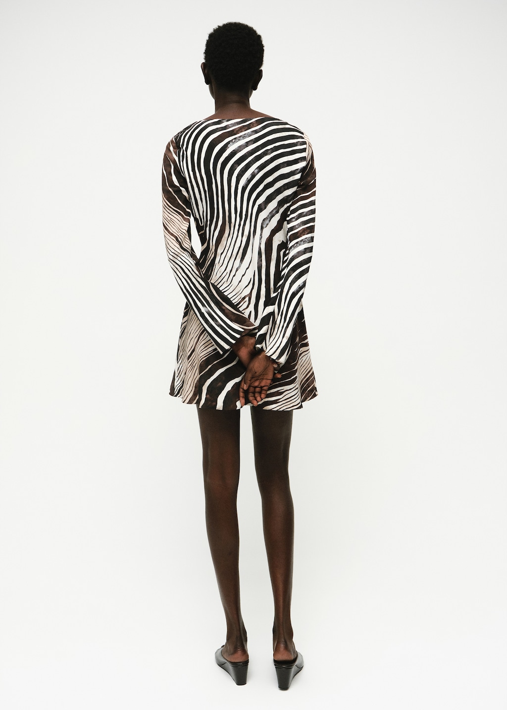 Mango Zebra-print dress with flared sleeves