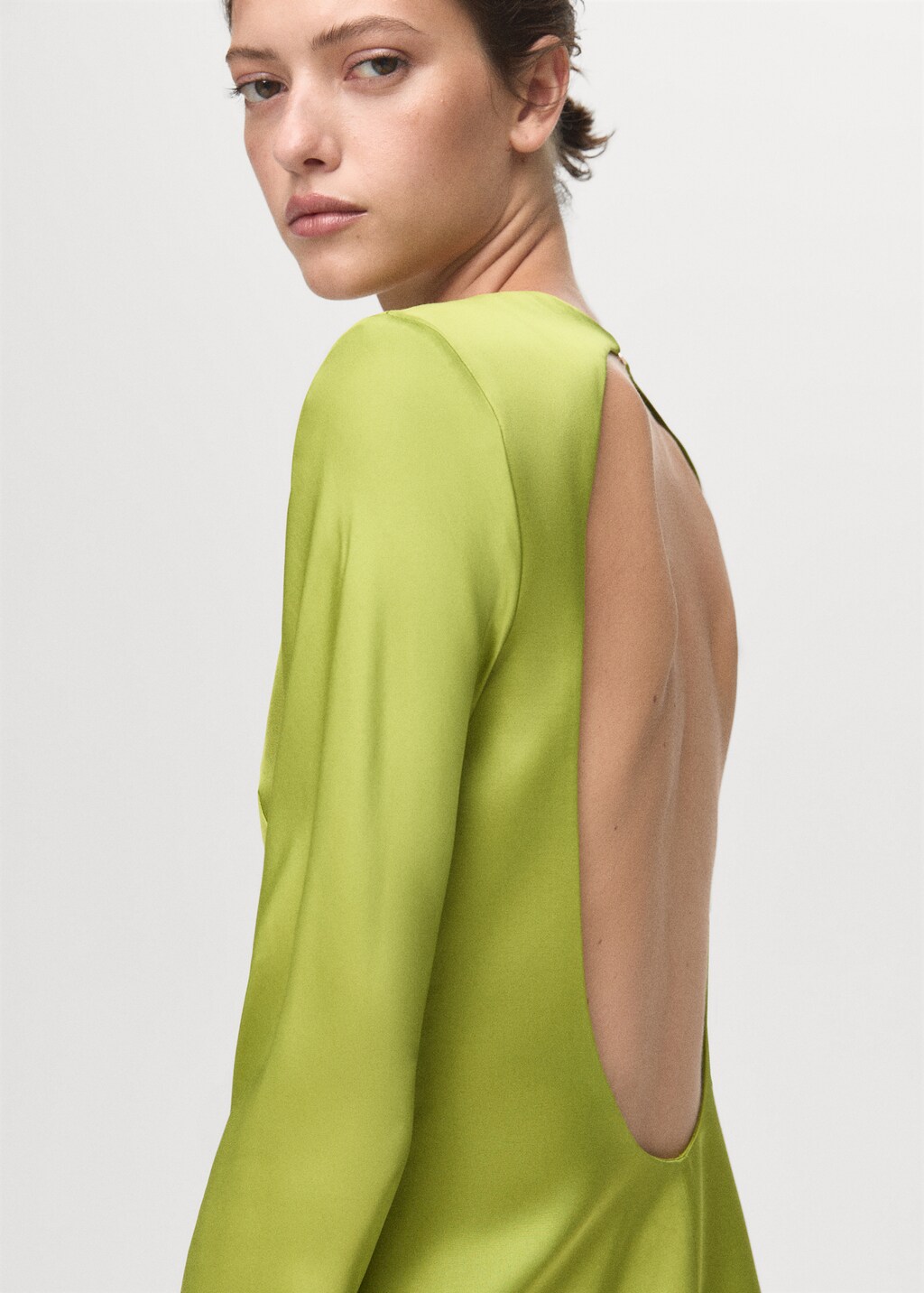 Mango Open-back satin-effect dress