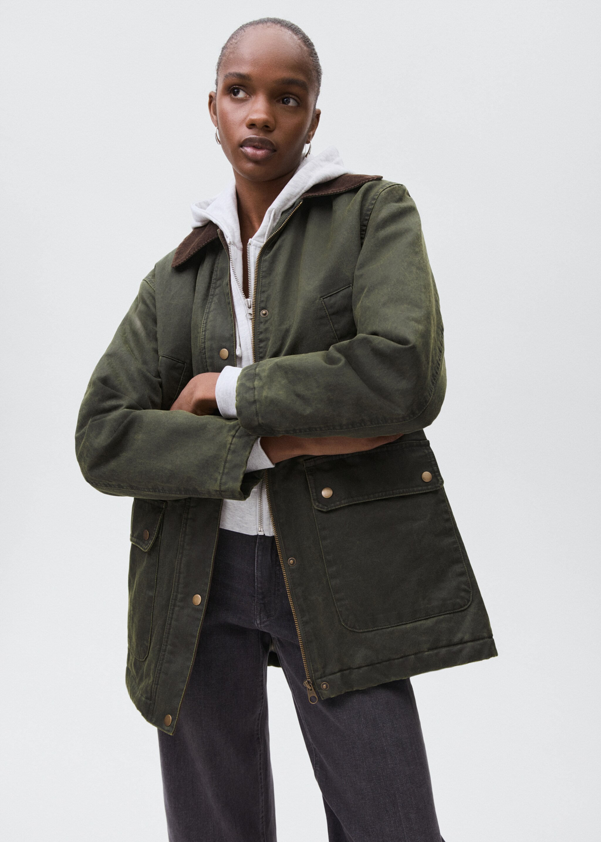 Parka efecto encerado - Plano medio, Verde. Ref: 17055140-00.